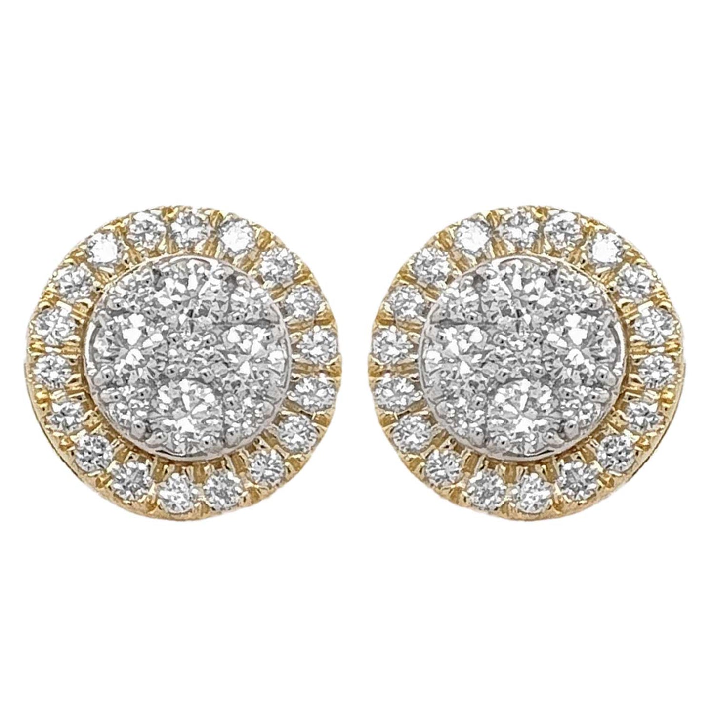 Certified 1 CTW Round Cut VS Lab Grown Stud Earrings 10KT Gold