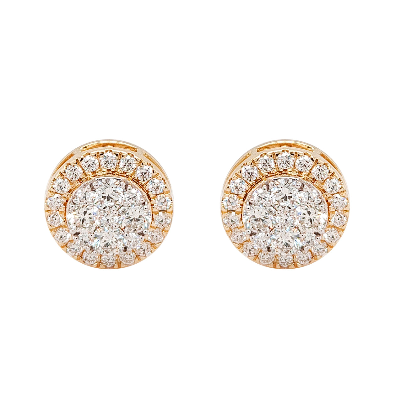 Certified 2 CTW Round Cut VS Lab Grown Stud Earrings 10KT Gold