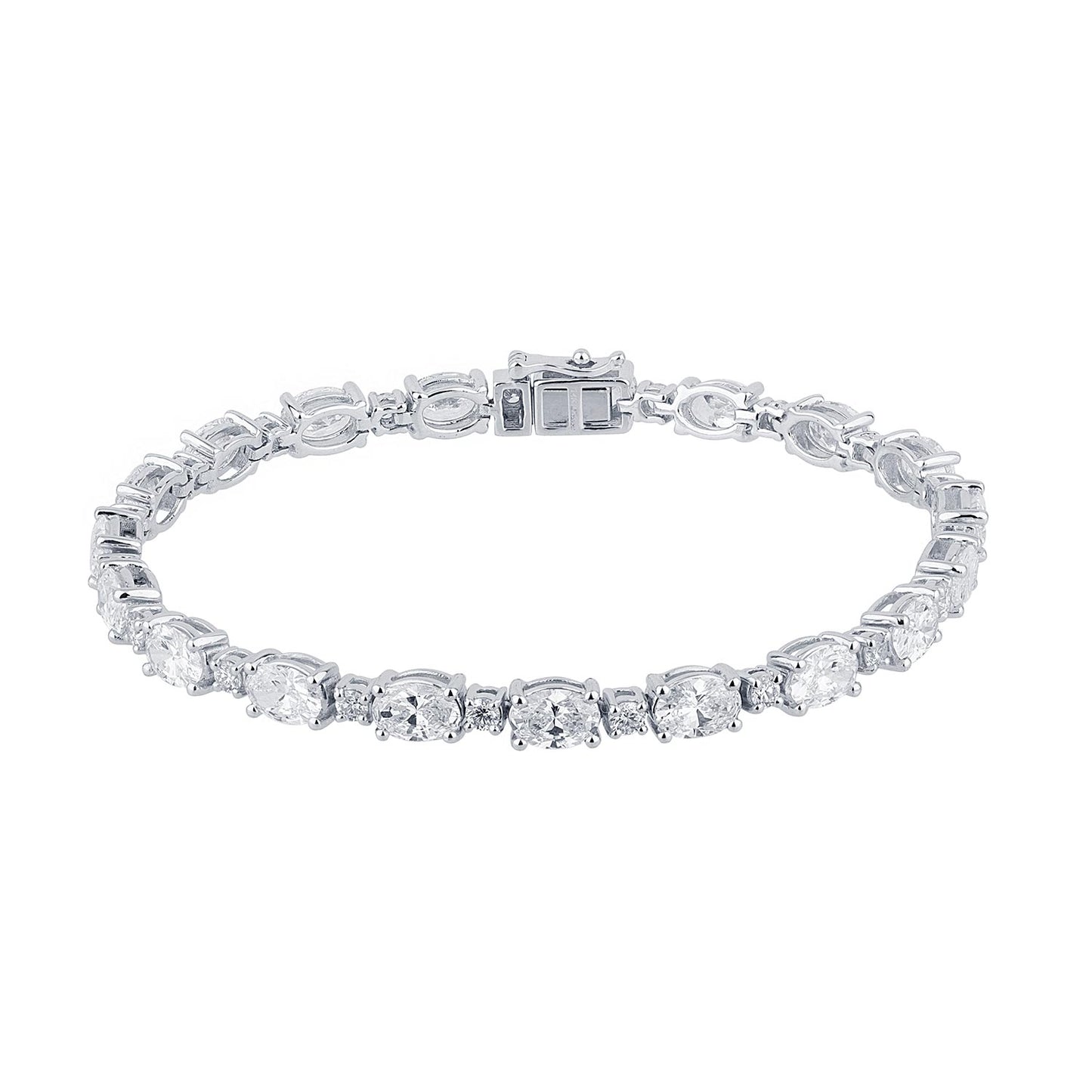 Certified 10.75 CTW Oval & Round Cut VS Lab Grown 7" Bracelets 14KT Gold