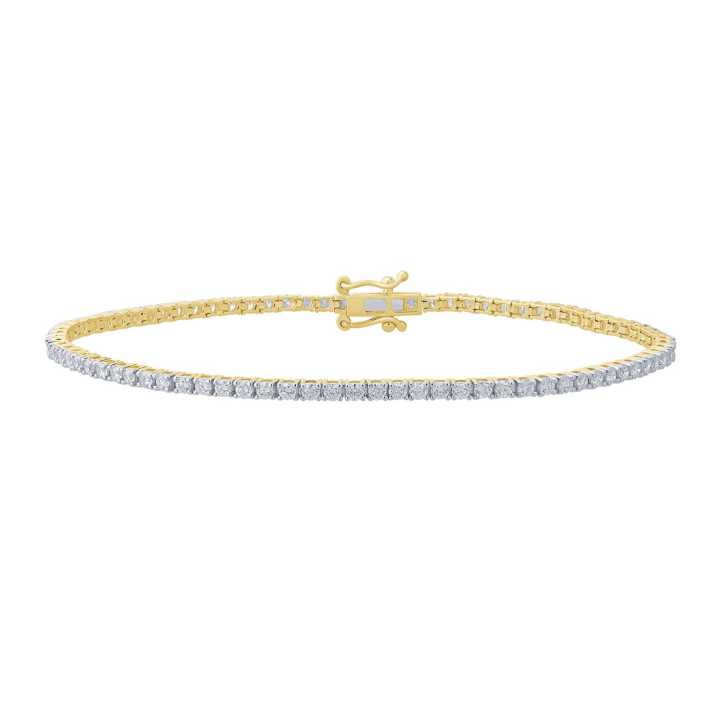 Certified 2 CTW Round VS Lab Grown 7" Tennis Bracelets 14KT Gold