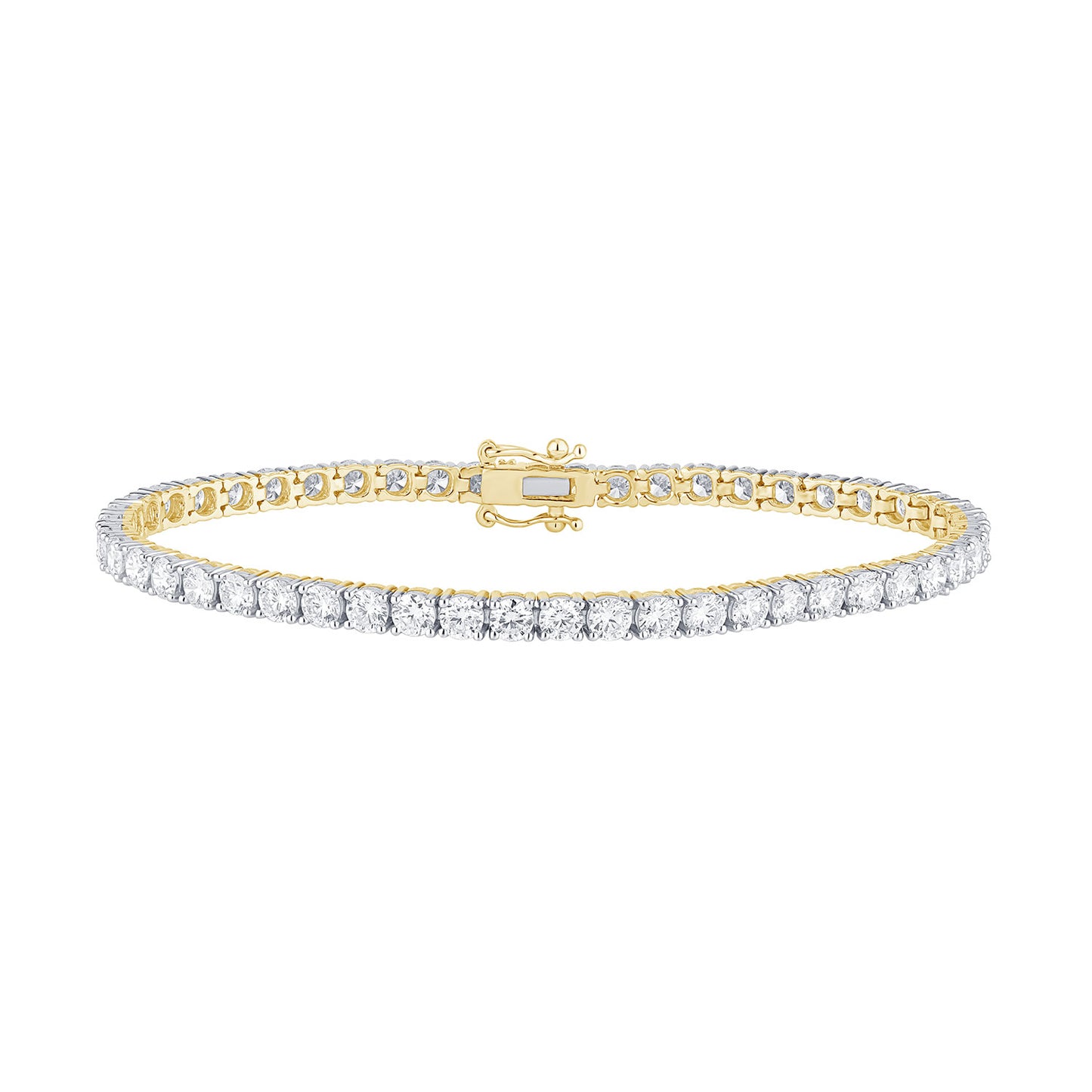 Certified 7 CTW Round VS Lab Grown 7" Tennis Bracelets 14KT Gold