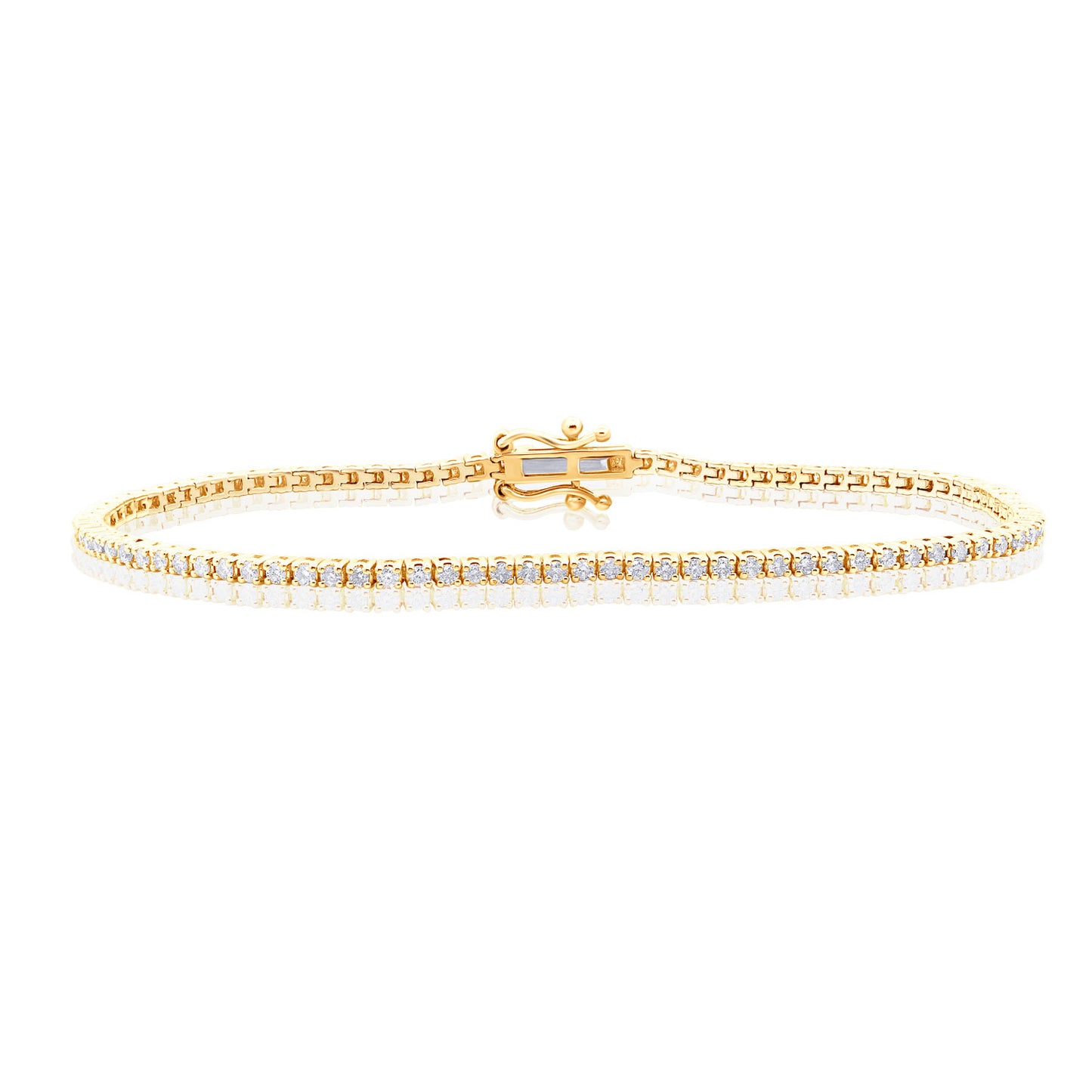 Certified 1 CTW Round VS Lab Grown 7" Tennis Bracelets 14KT Gold