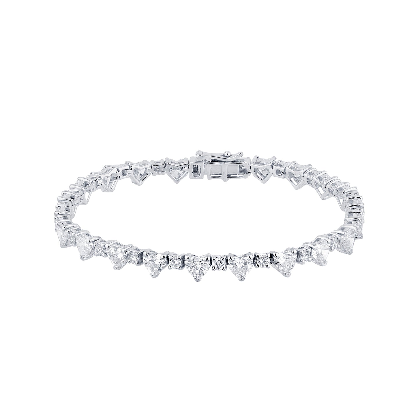 Certified 8 CTW Heart & Round Cut VS Lab Grown 7" Fancy Bracelets 14KT Gold