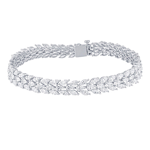 Certified 7 CTW Marquise & Pear Cut VS Lab Grown 7" Fancy Bracelets 14KT Gold