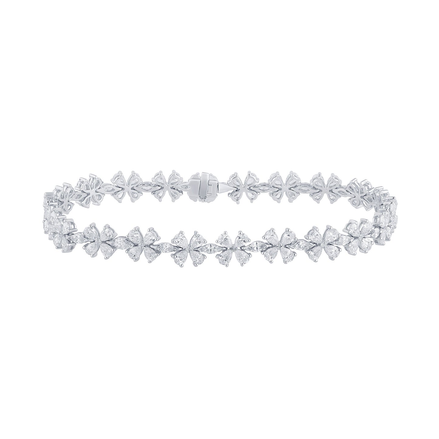Certified 4.07 CTW Marquise & Pear Cut VS Lab Grown 7" Fancy Bracelets 14KT Gold