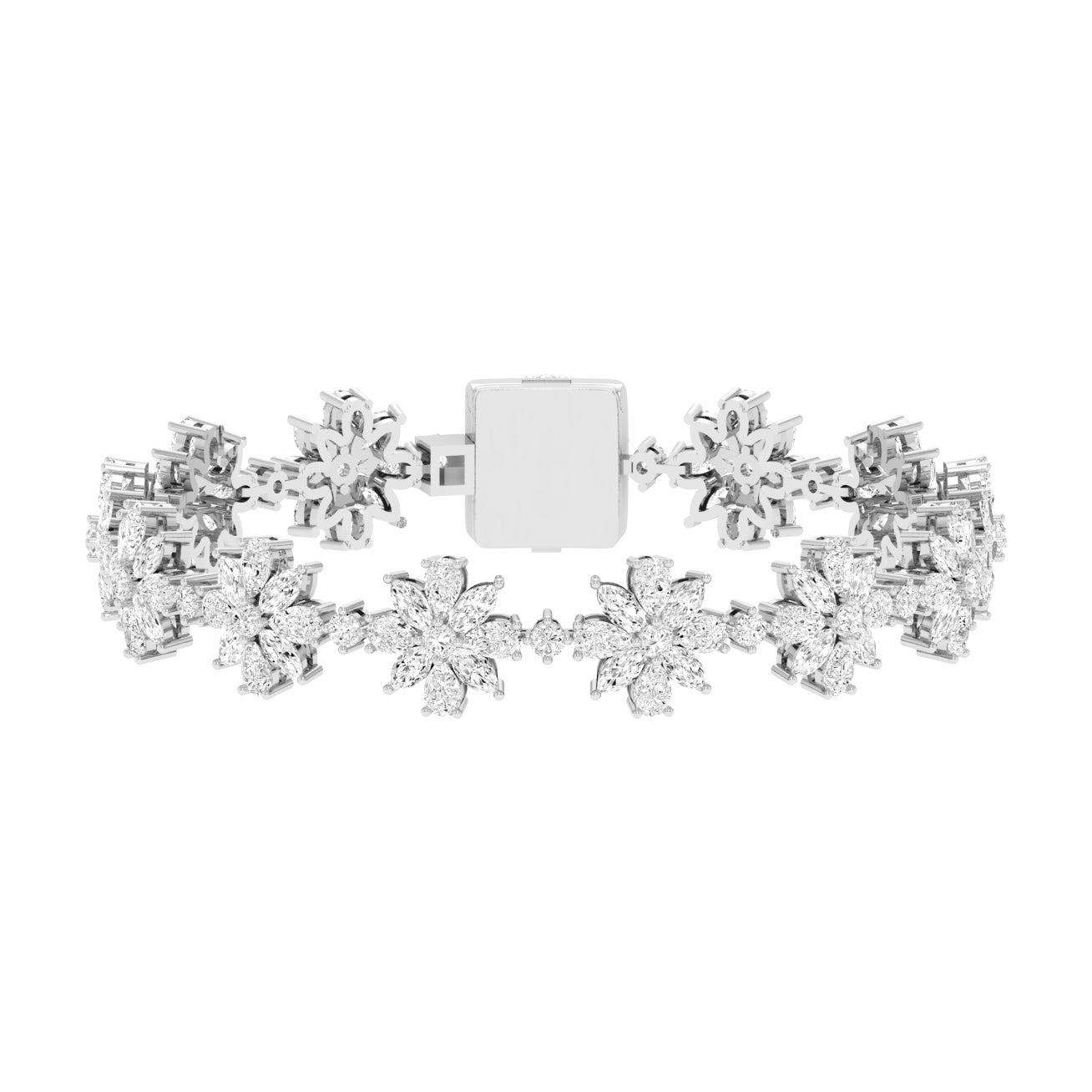 Certified 8.22 CTW Marquise, Pear and Round Cut VS Lab Grown 7" Fancy Bracelets 14KT Gold