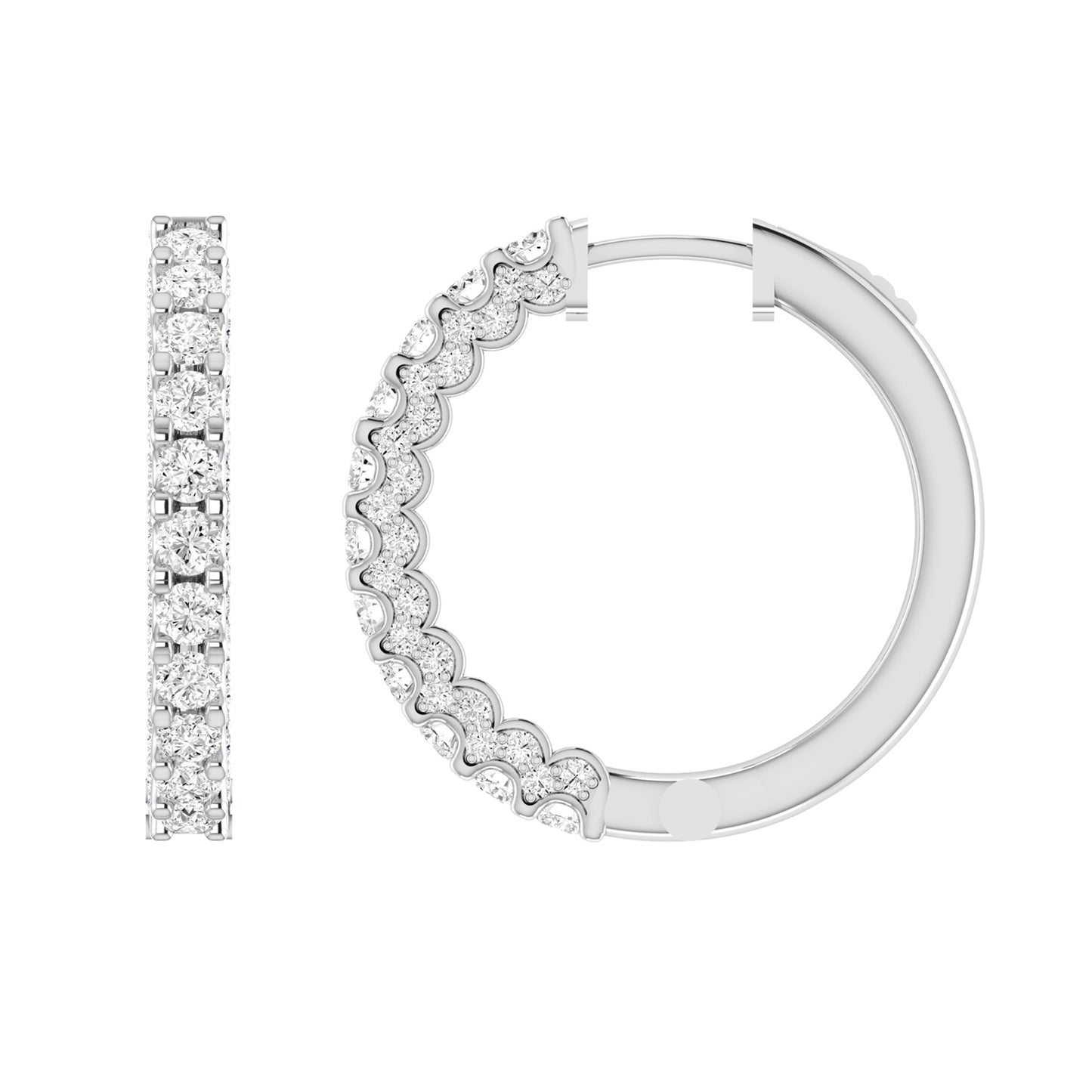 Certified 1.69 CTW Round Cut VS Lab Grown Hoop Earrings 14KT Gold
