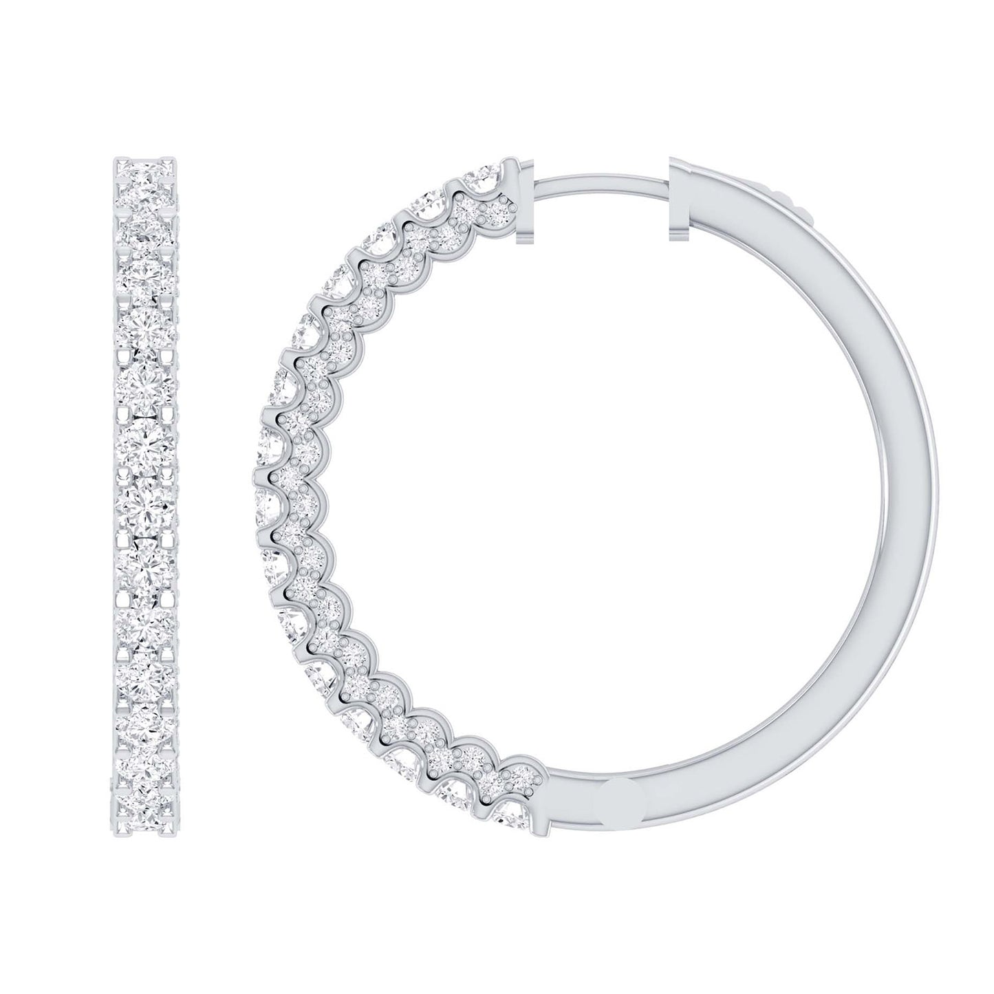 Certified 2.33 CTW Round Cut VS Lab Grown Hoop Earrings 14KT Gold