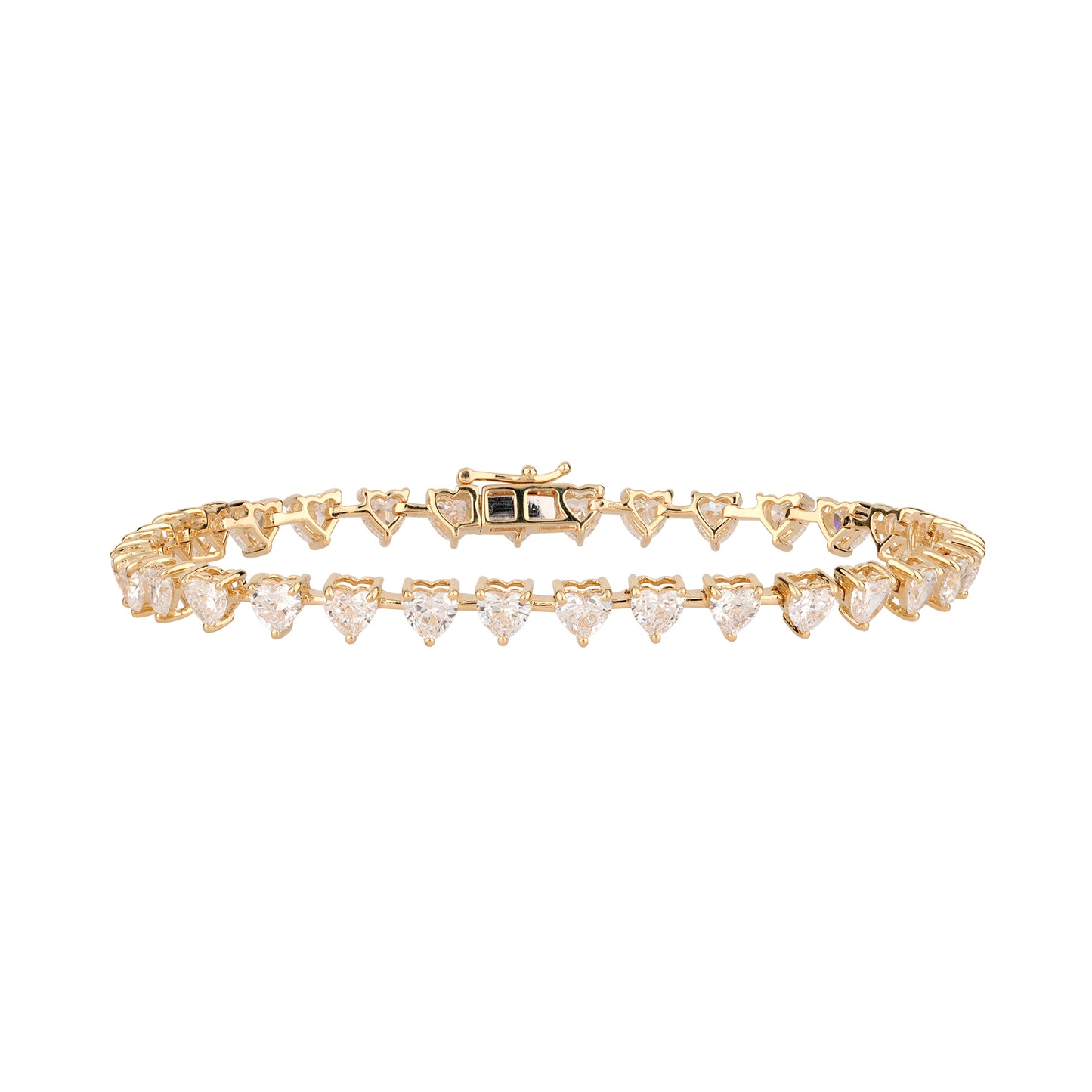 Certified 6.40 CTW Heart Cut VS Lab Grown 7" Tennis Bracelets 14KT Gold