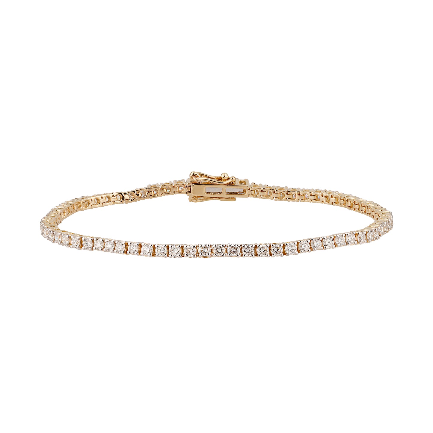Certified 3 CTW Round VS Lab Grown 7" Tennis Bracelets 14KT Gold