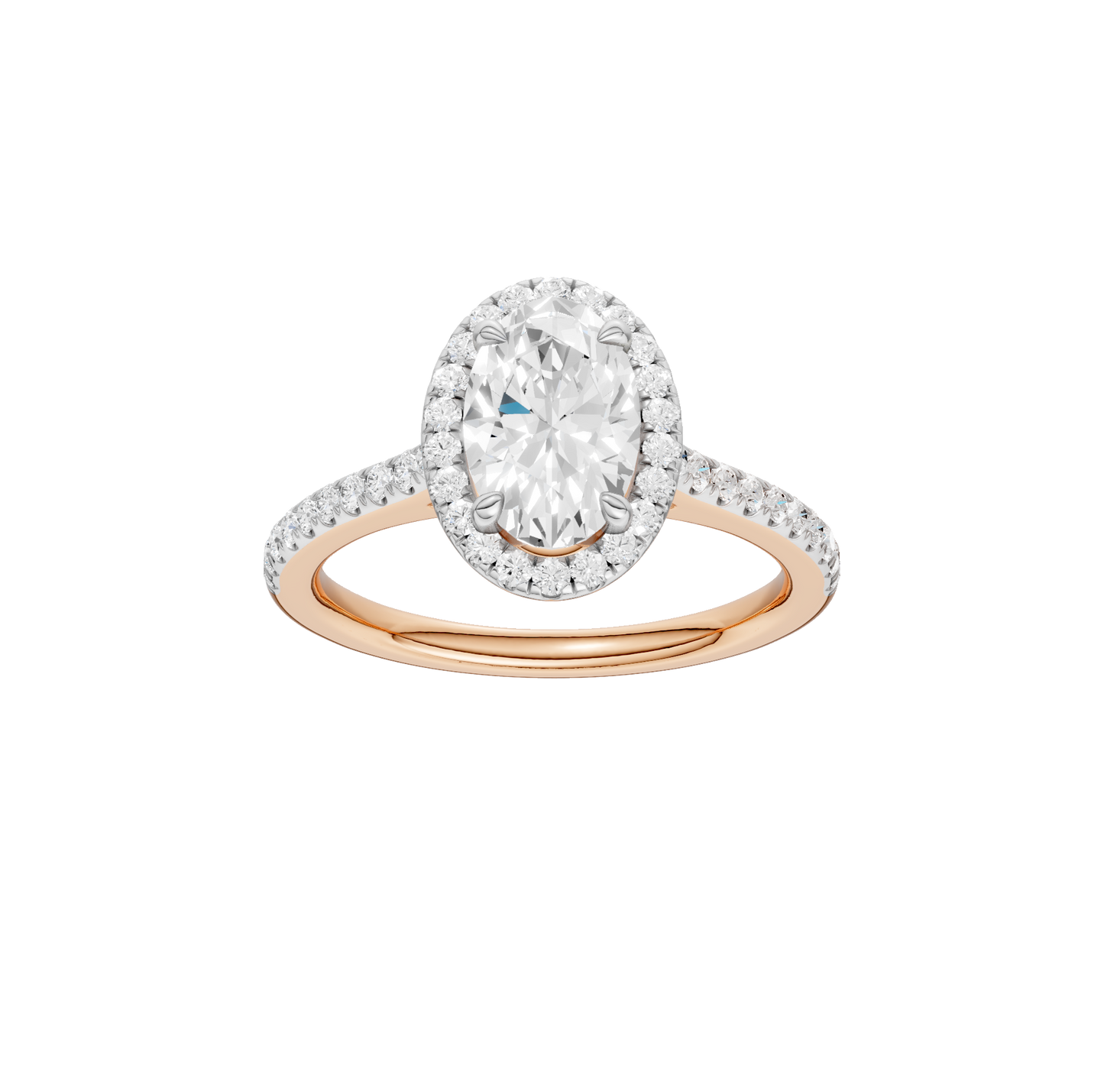 1.75ct Oval Certified Single Halo Lab Diamond Ring
