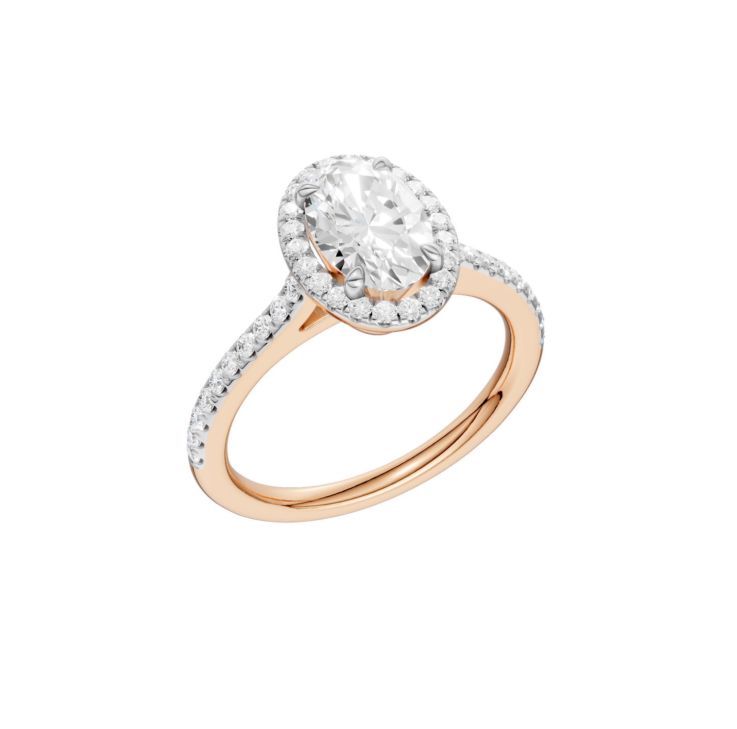 1.75ct Oval Certified Single Halo Lab Diamond Ring