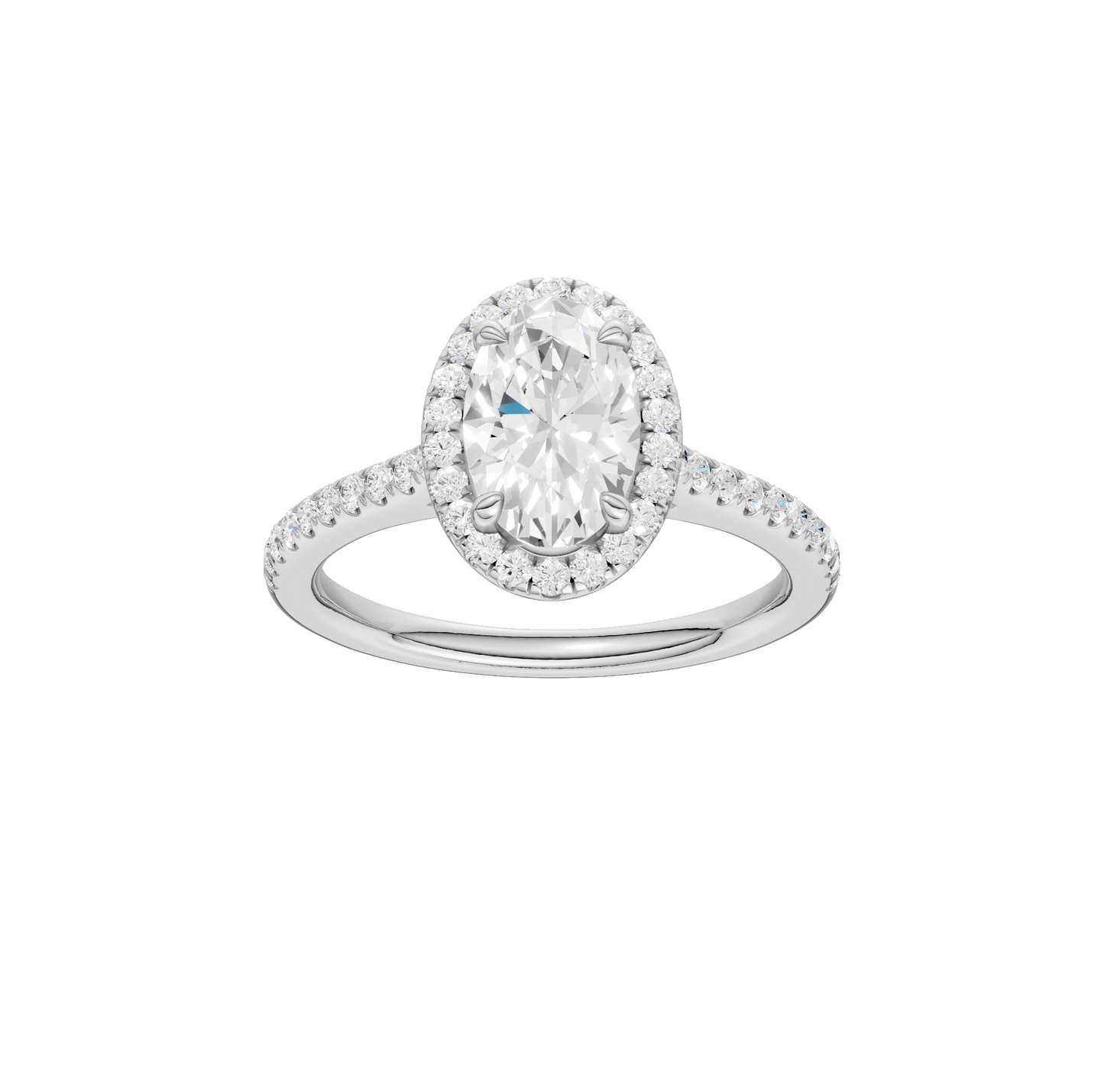 1.75ct Oval Certified Single Halo Lab Diamond Ring