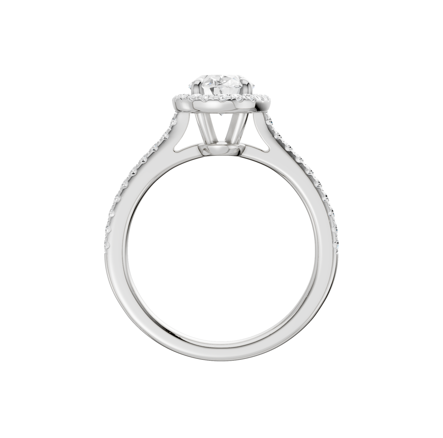 1.75ct Oval Certified Single Halo Lab Diamond Ring