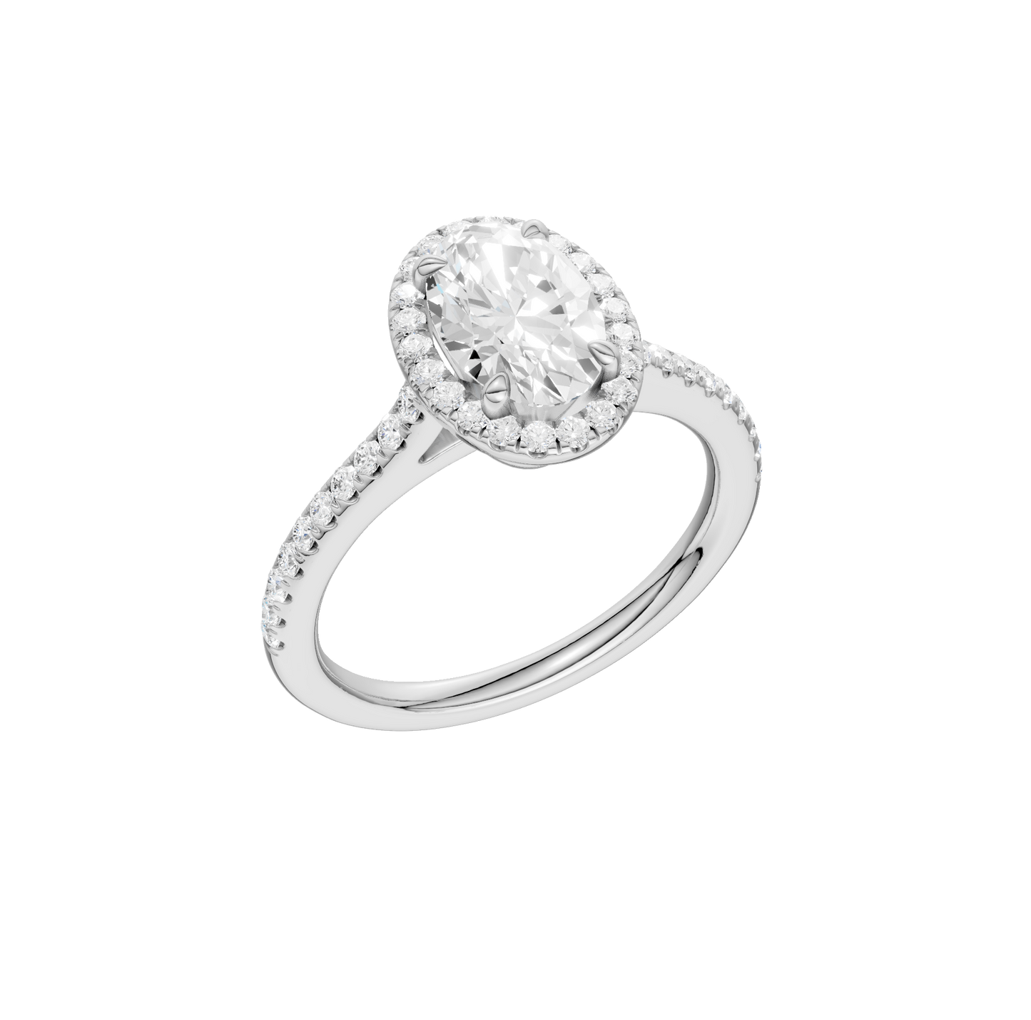 1.75ct Oval Certified Single Halo Lab Diamond Ring