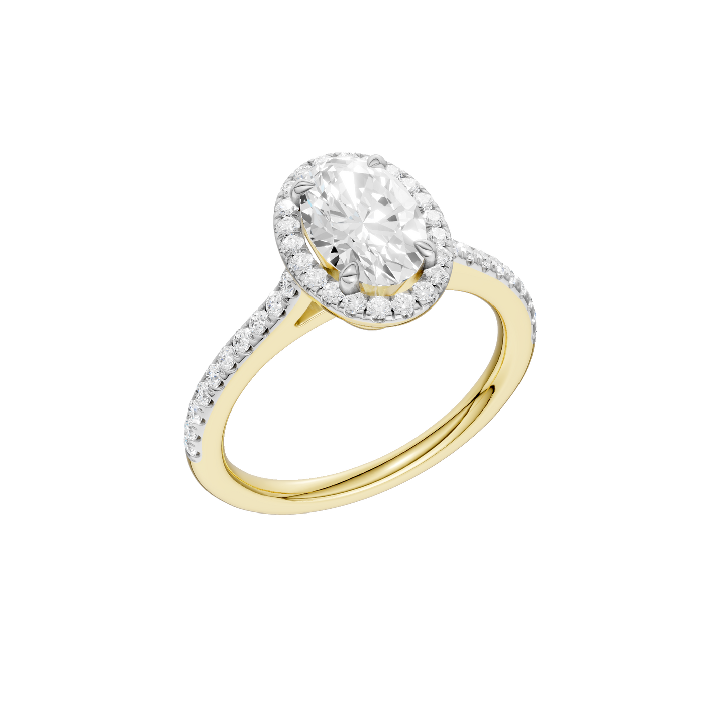 1.75ct Oval Certified Single Halo Lab Diamond Ring
