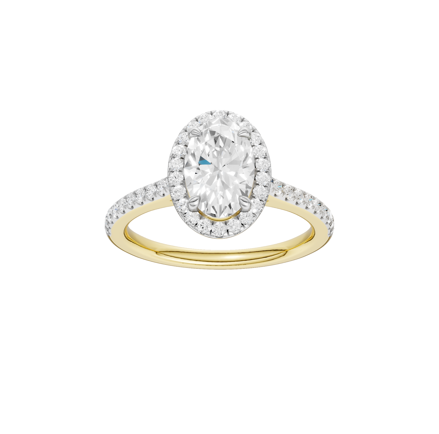 1.75ct Oval Certified Single Halo Lab Diamond Ring