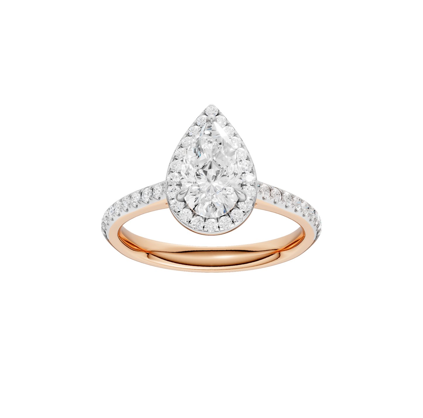 1.25ct Pear Certified Single Halo Lab Diamond Ring
