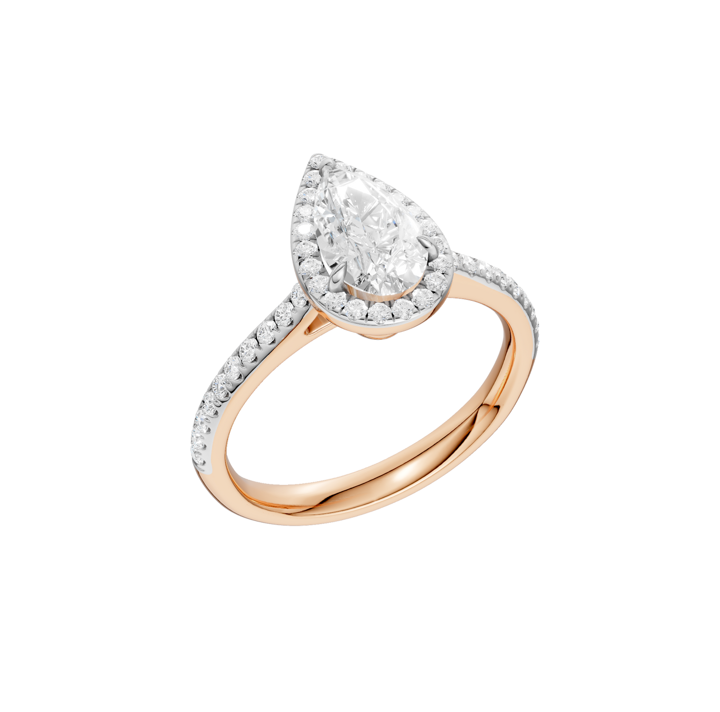 1.25ct Pear Certified Single Halo Lab Diamond Ring