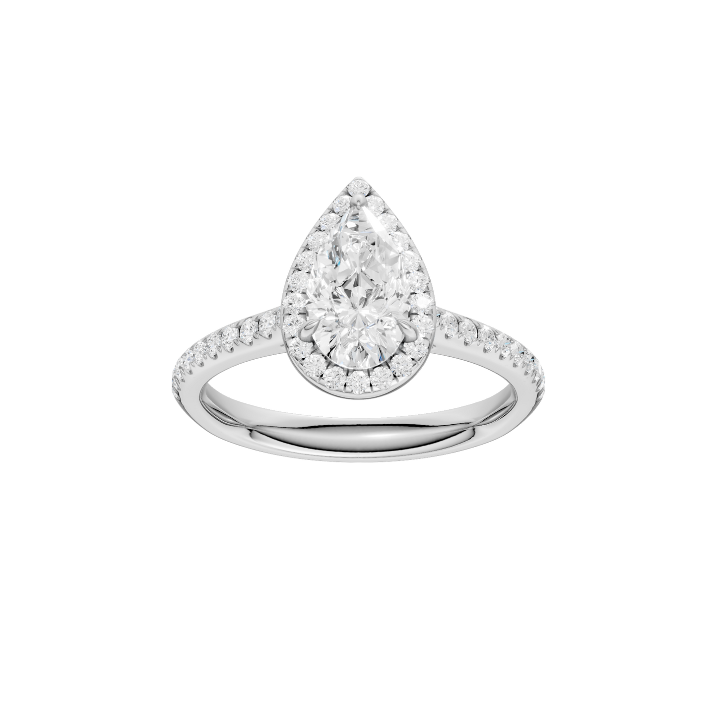 1.25ct Pear Certified Single Halo Lab Diamond Ring