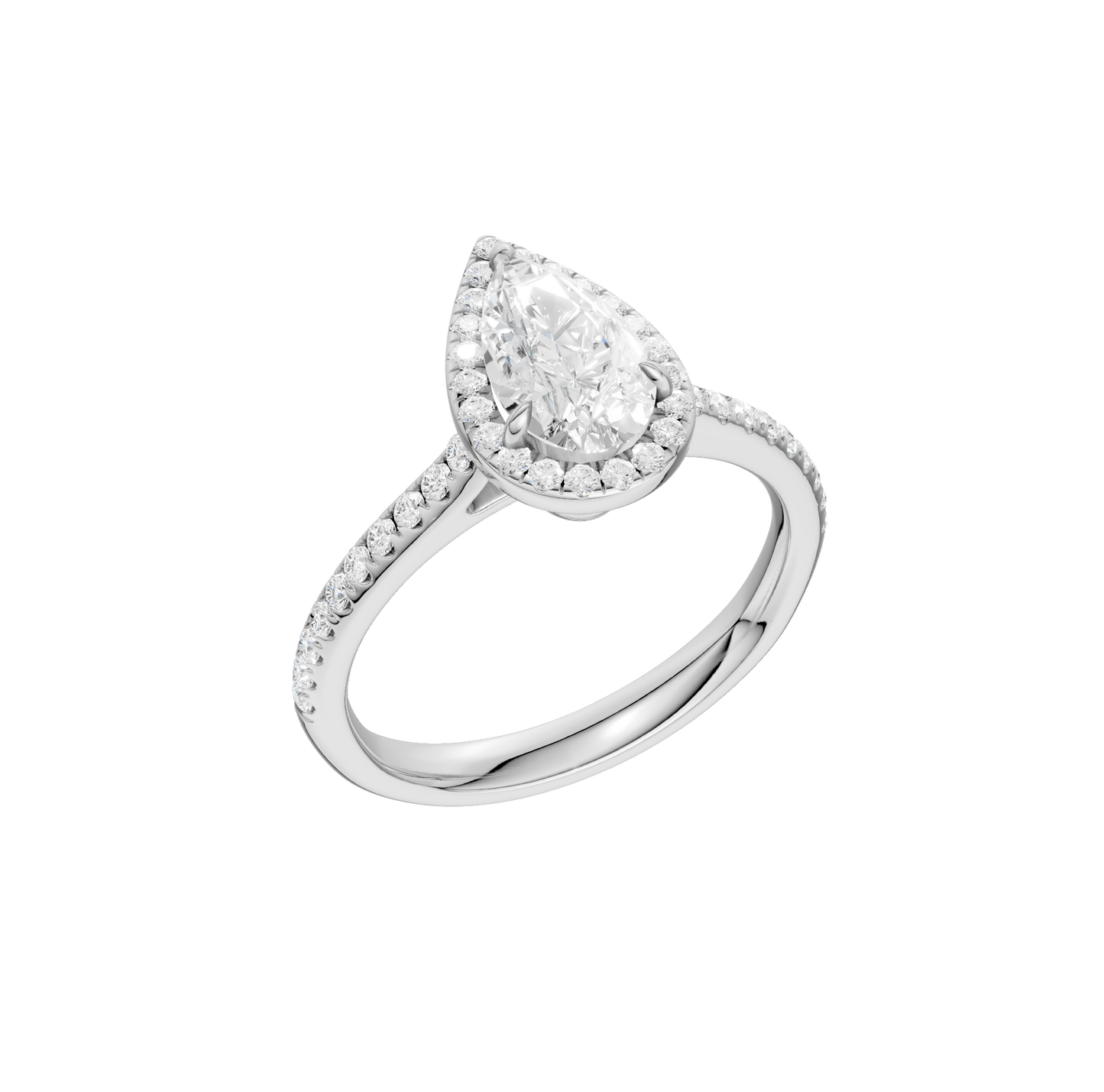 1.25ct Pear Certified Single Halo Lab Diamond Ring