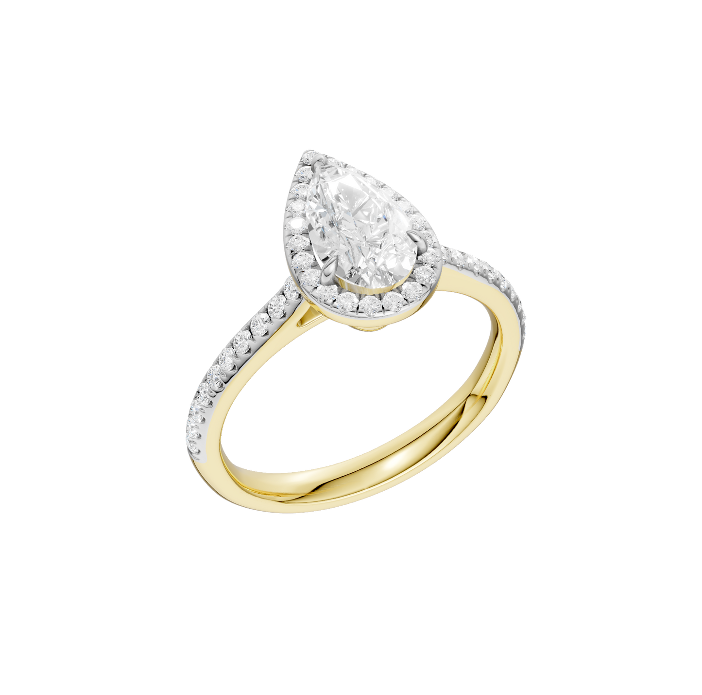 1.25ct Pear Certified Single Halo Lab Diamond Ring