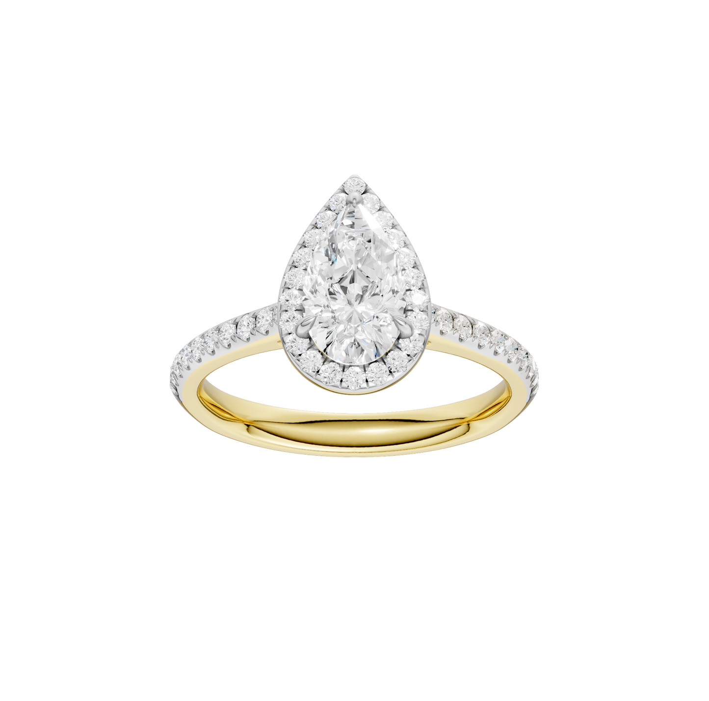 1.25ct Pear Certified Single Halo Lab Diamond Ring
