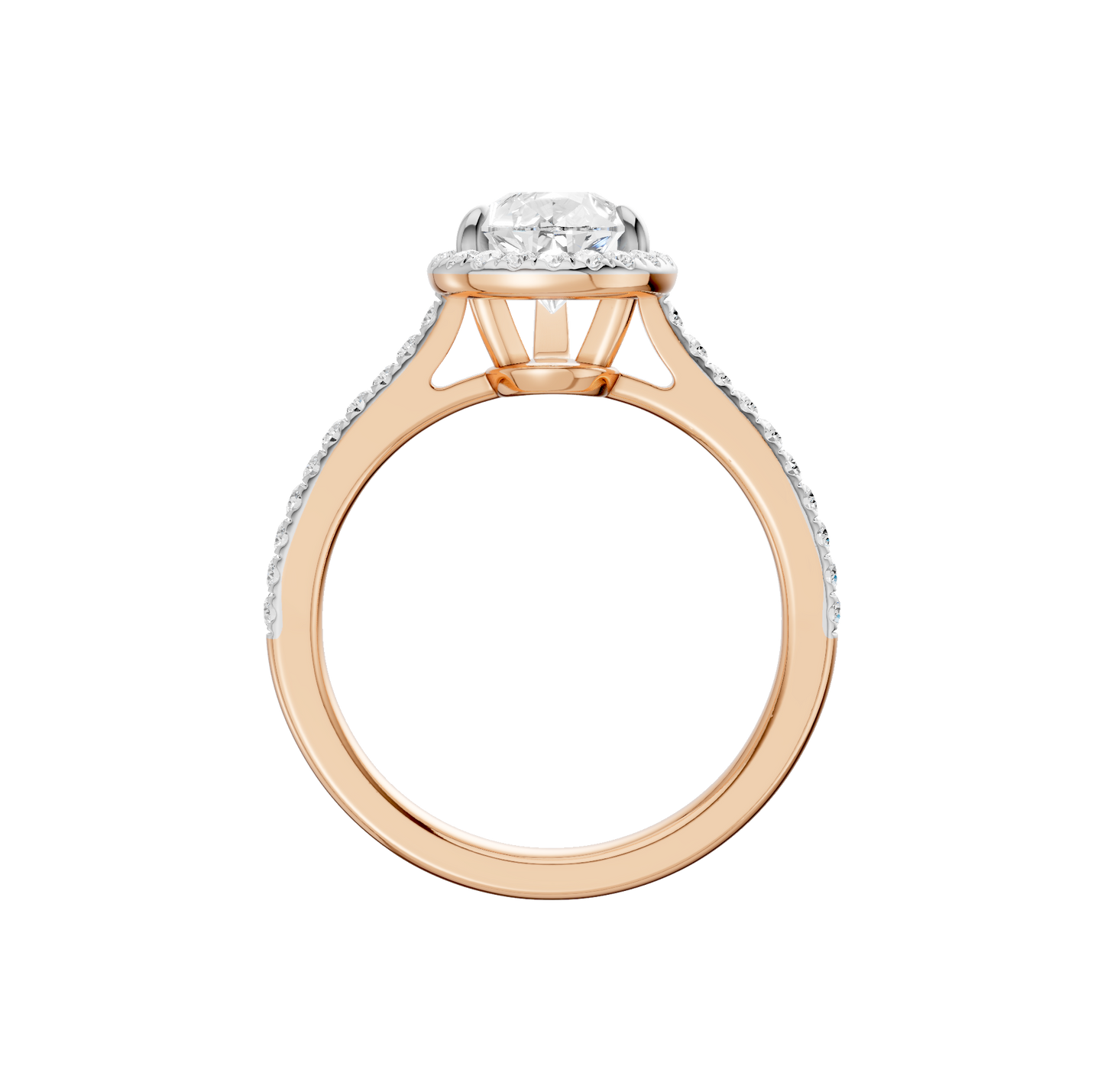 1.75ct Pear Certified Single Halo Lab Diamond Ring