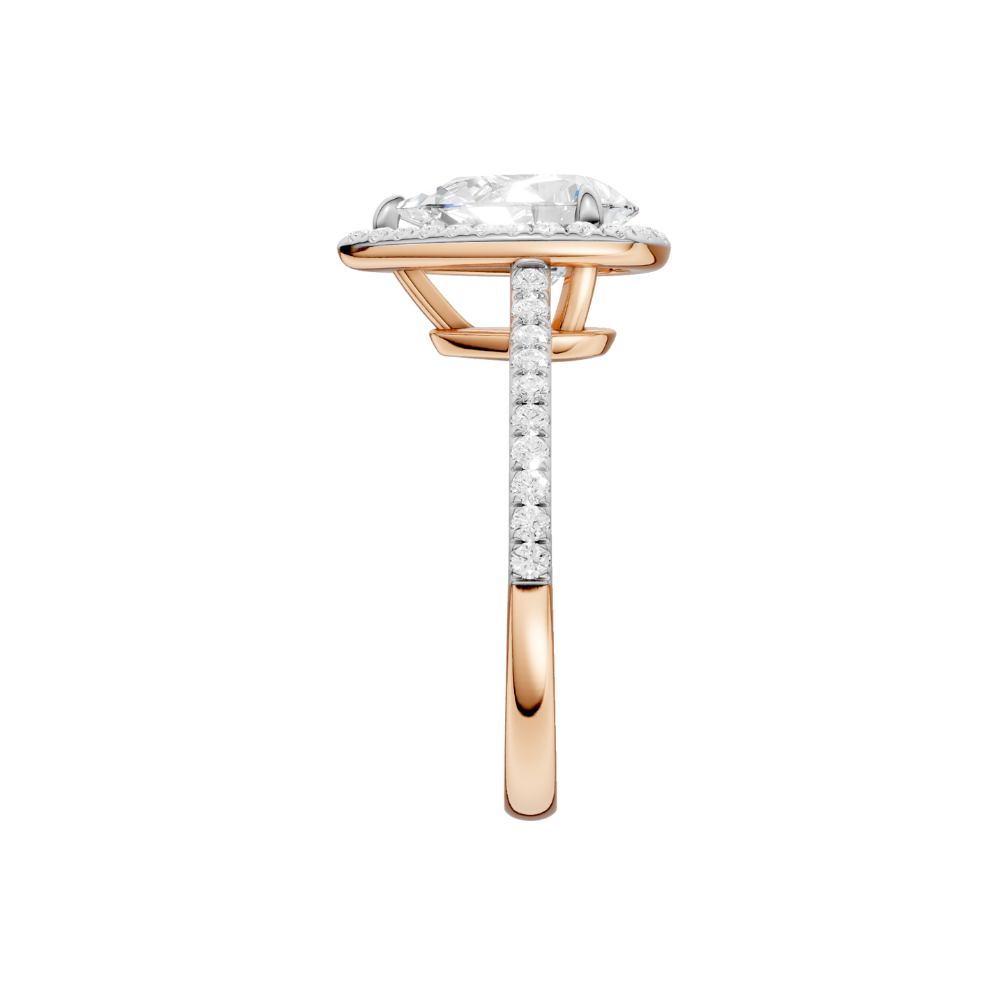1.75ct Pear Certified Single Halo Lab Diamond Ring