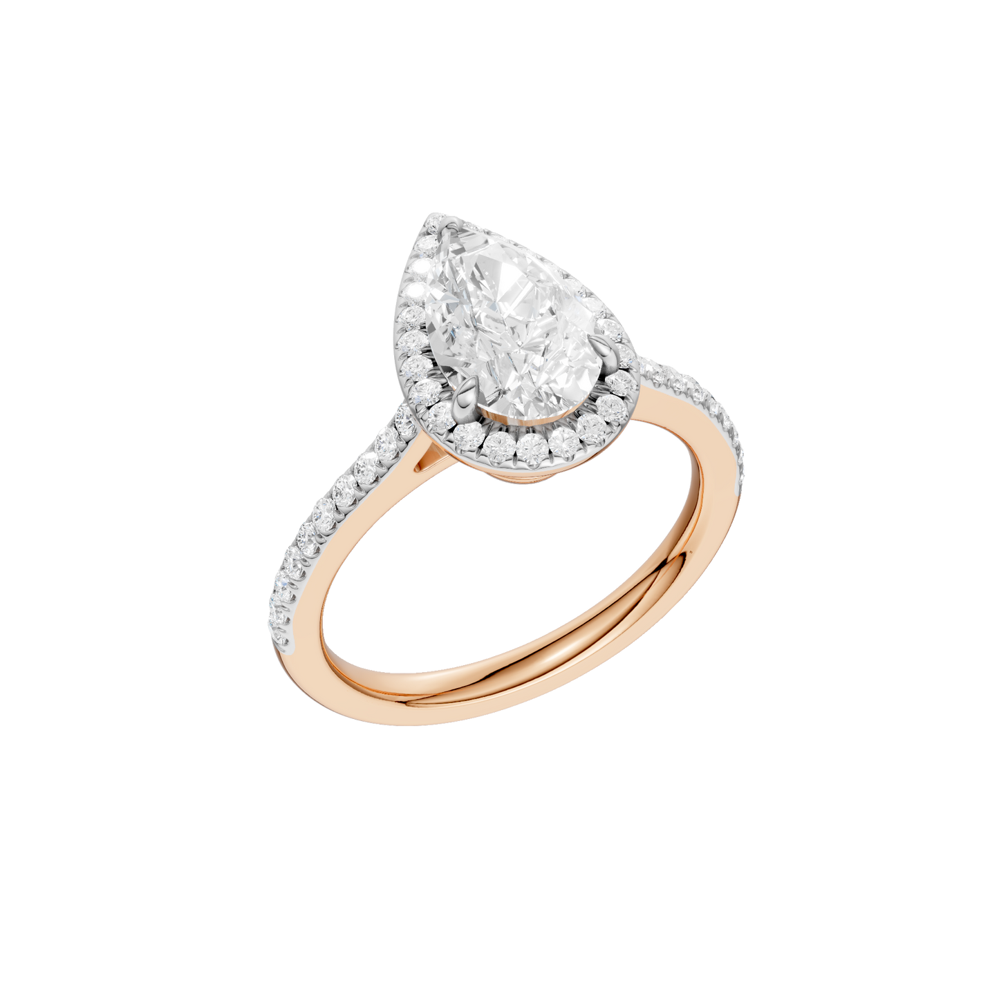 1.75ct Pear Certified Single Halo Lab Diamond Ring
