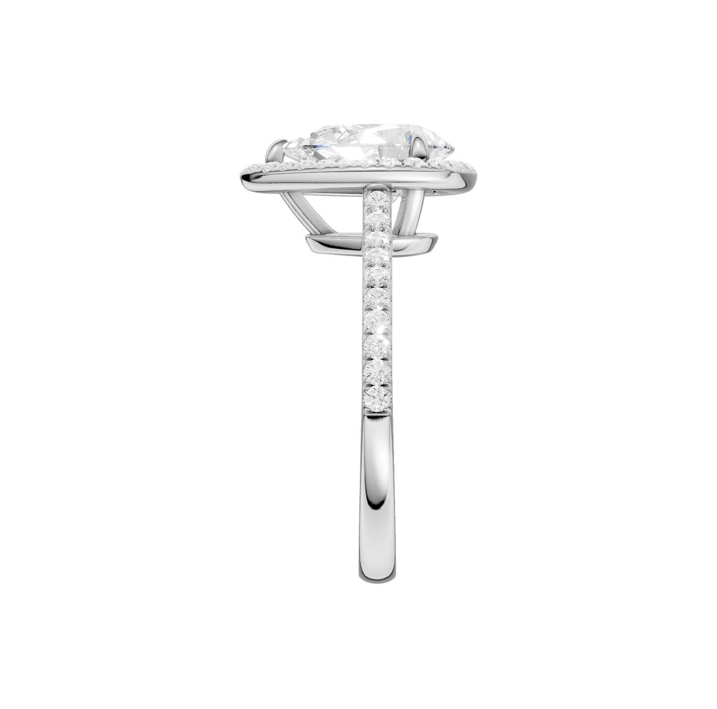 1.75ct Pear Certified Single Halo Lab Diamond Ring