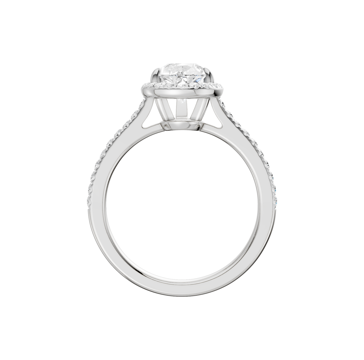 1.75ct Pear Certified Single Halo Lab Diamond Ring