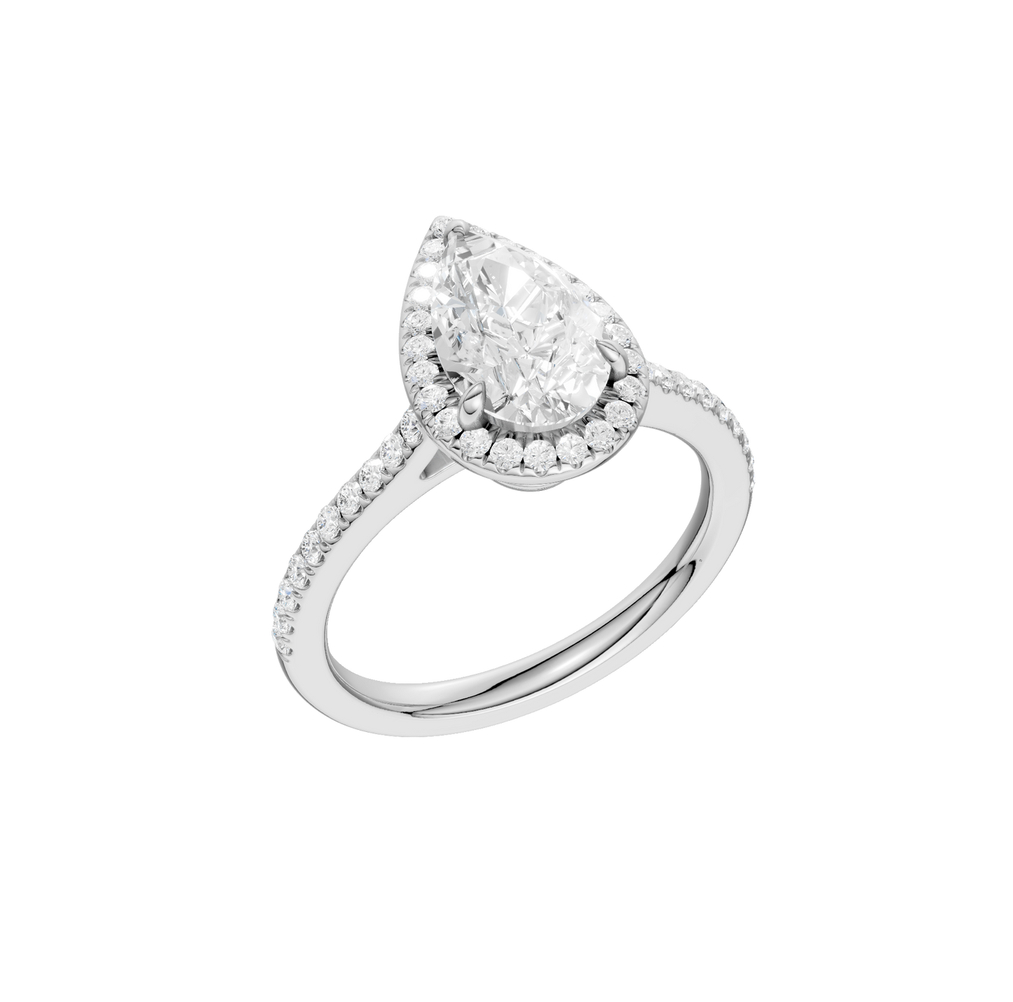 1.75ct Pear Certified Single Halo Lab Diamond Ring