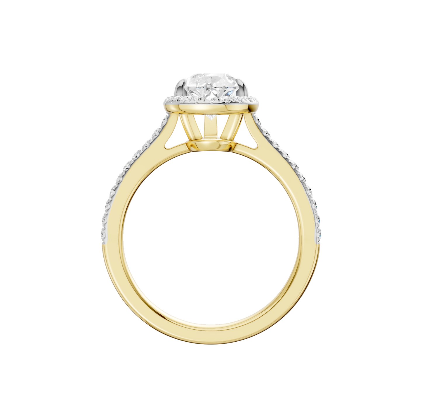 1.75ct Pear Certified Single Halo Lab Diamond Ring