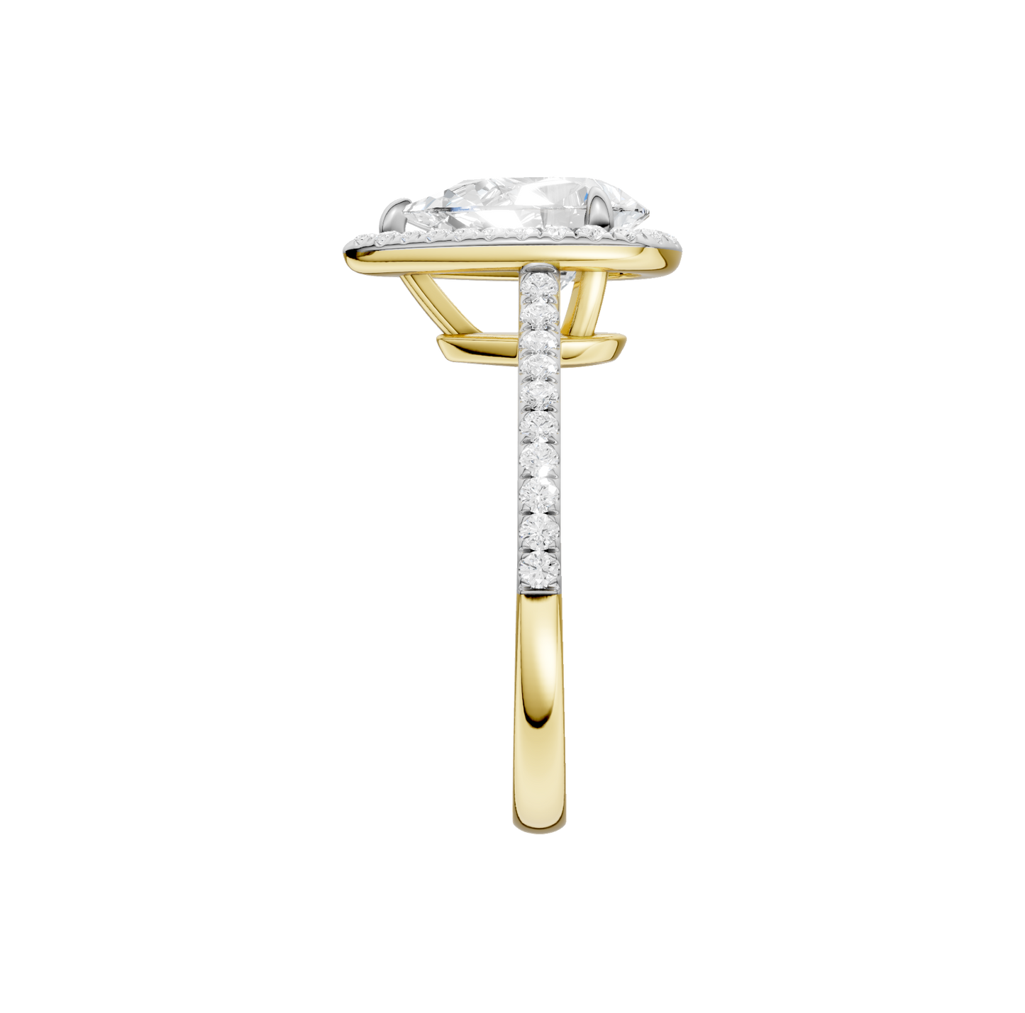 1.75ct Pear Certified Single Halo Lab Diamond Ring