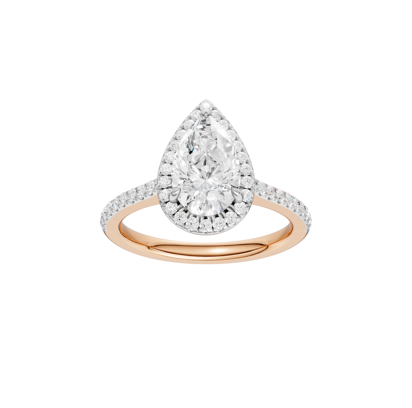 1.75ct Pear Certified Single Halo Lab Diamond Ring