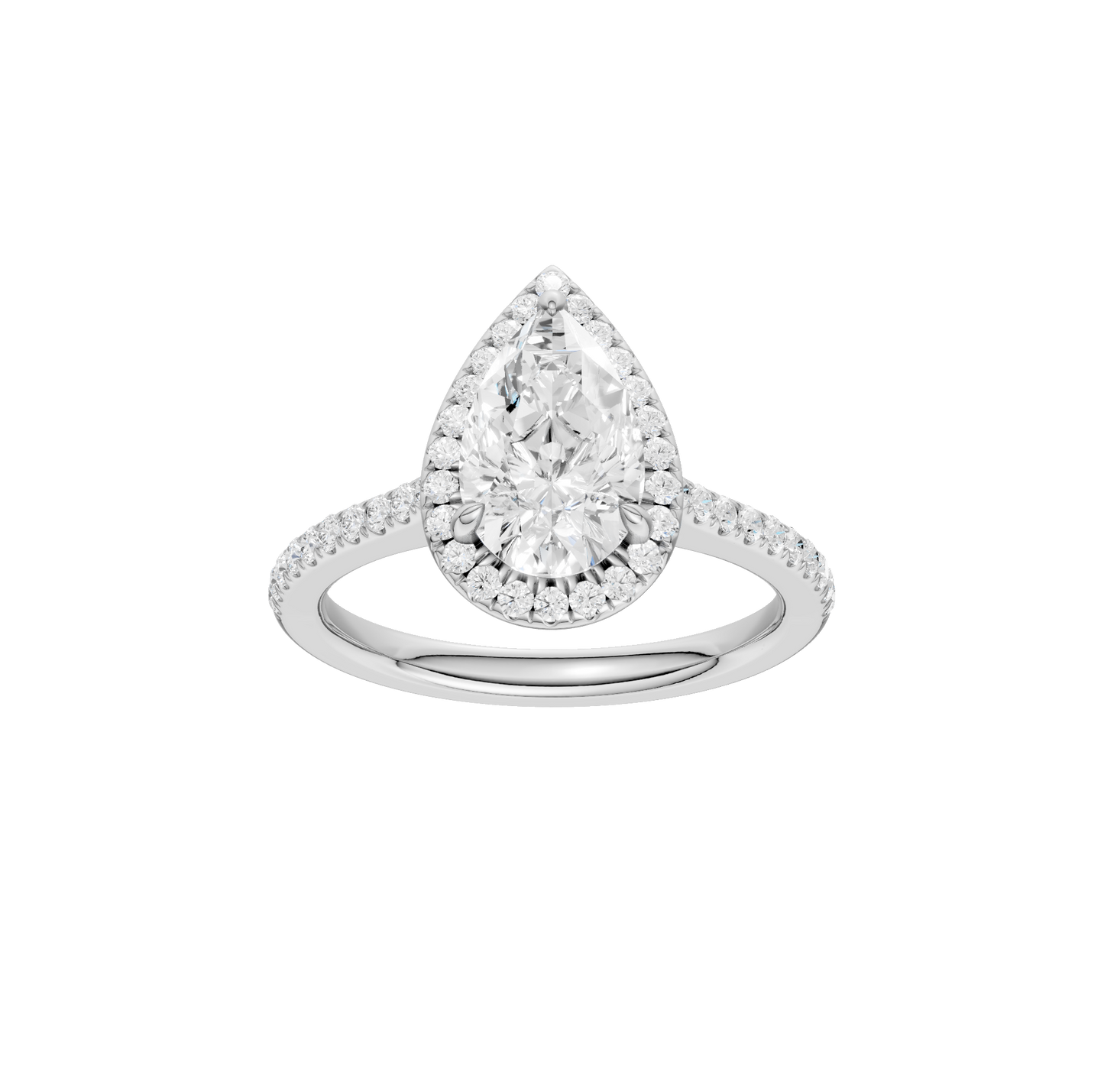 1.75ct Pear Certified Single Halo Lab Diamond Ring