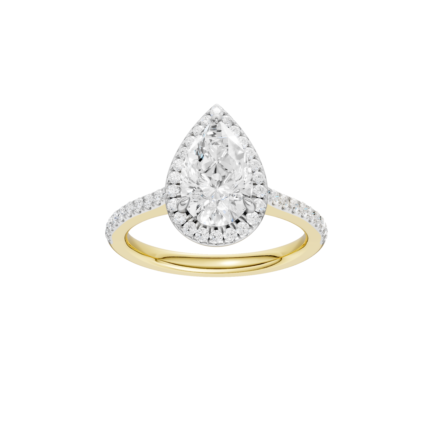 1.75ct Pear Certified Single Halo Lab Diamond Ring