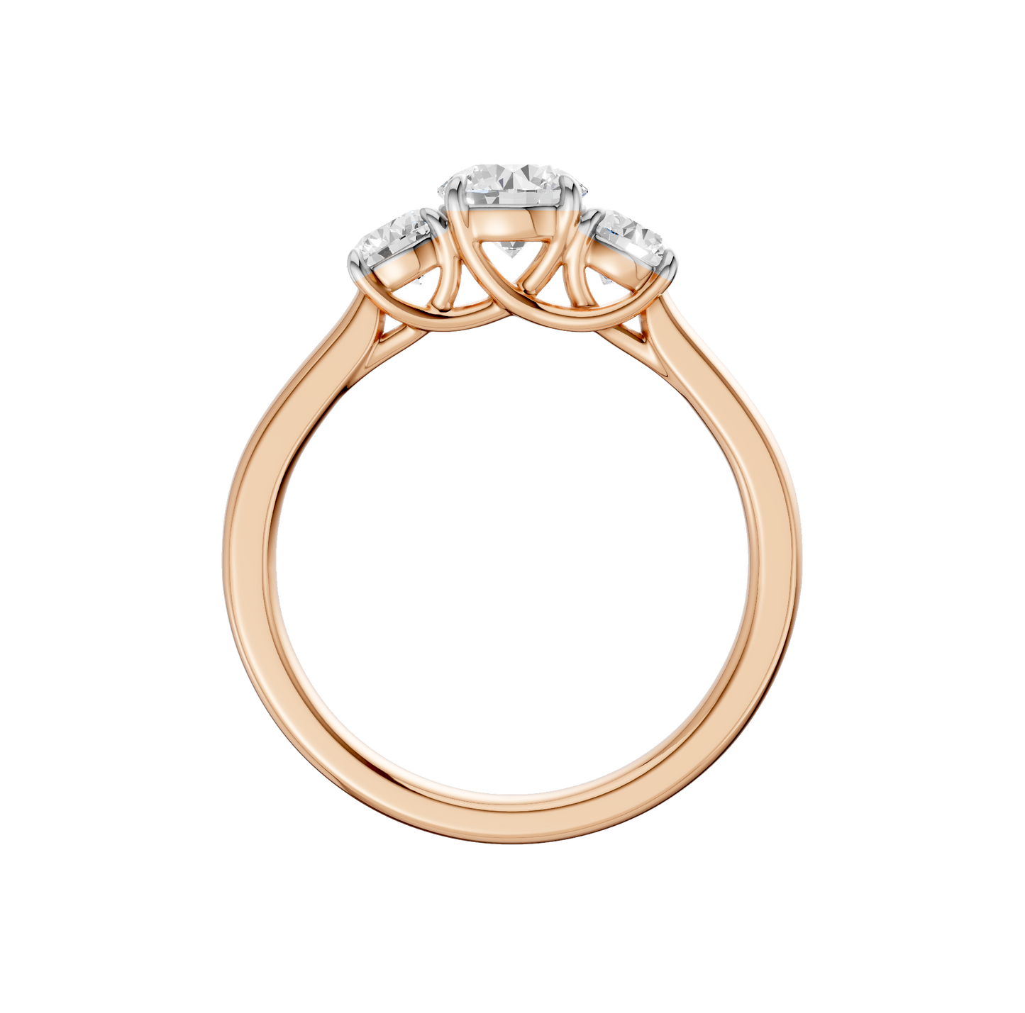 1.00ct Round Certified Three Stone Lab Diamond Ring