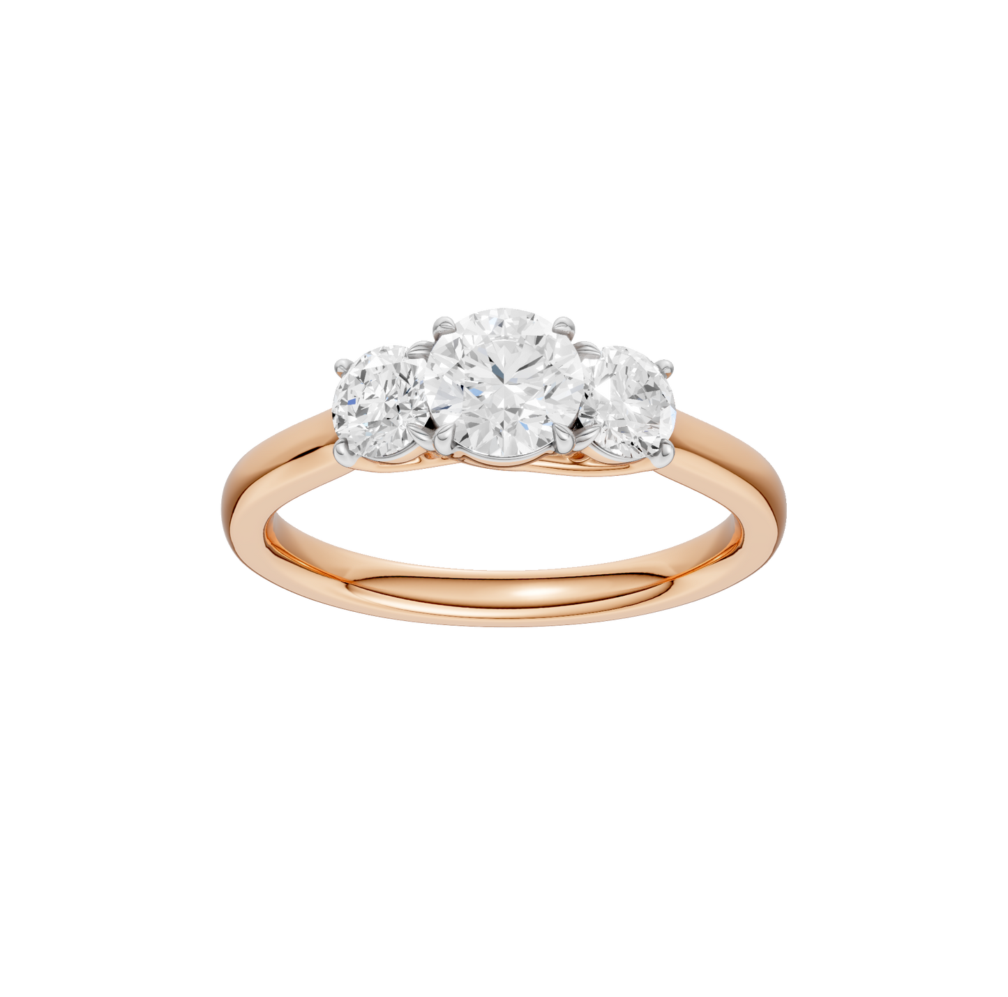 1.00ct Round Certified Three Stone Lab Diamond Ring