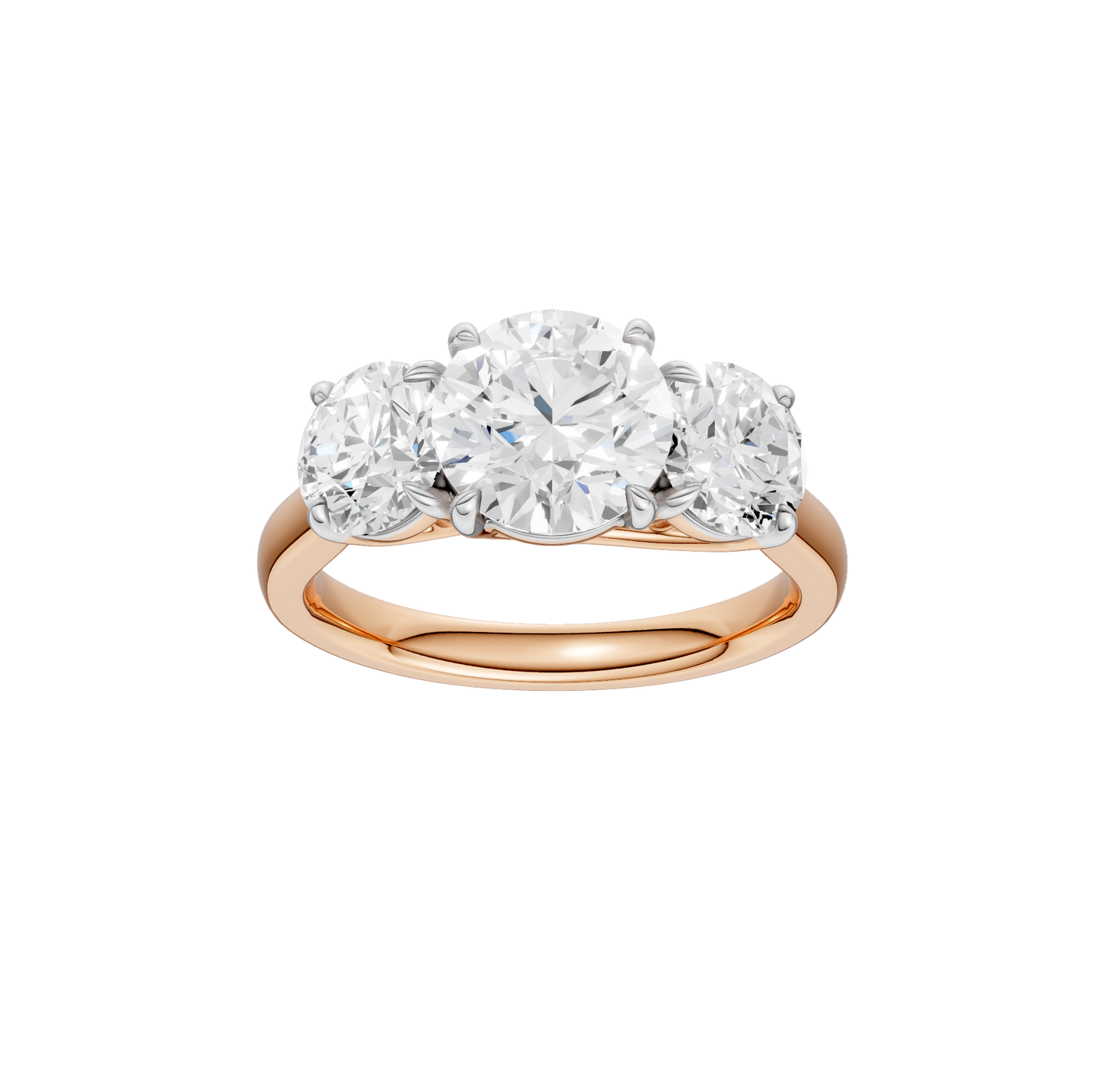 3.00ct Round Certified Three Stone Lab Diamond Ring