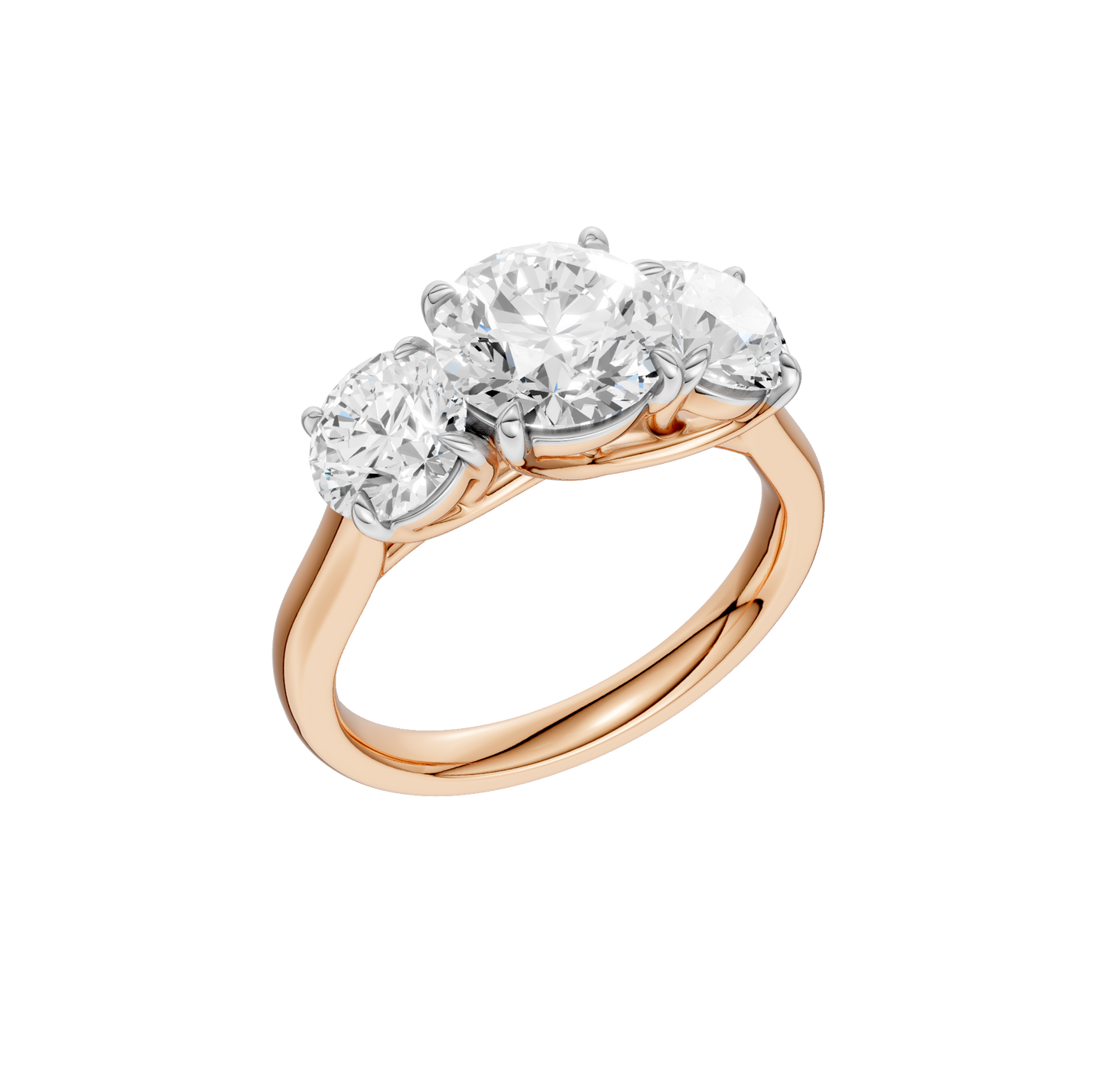 3.00ct Round Certified Three Stone Lab Diamond Ring