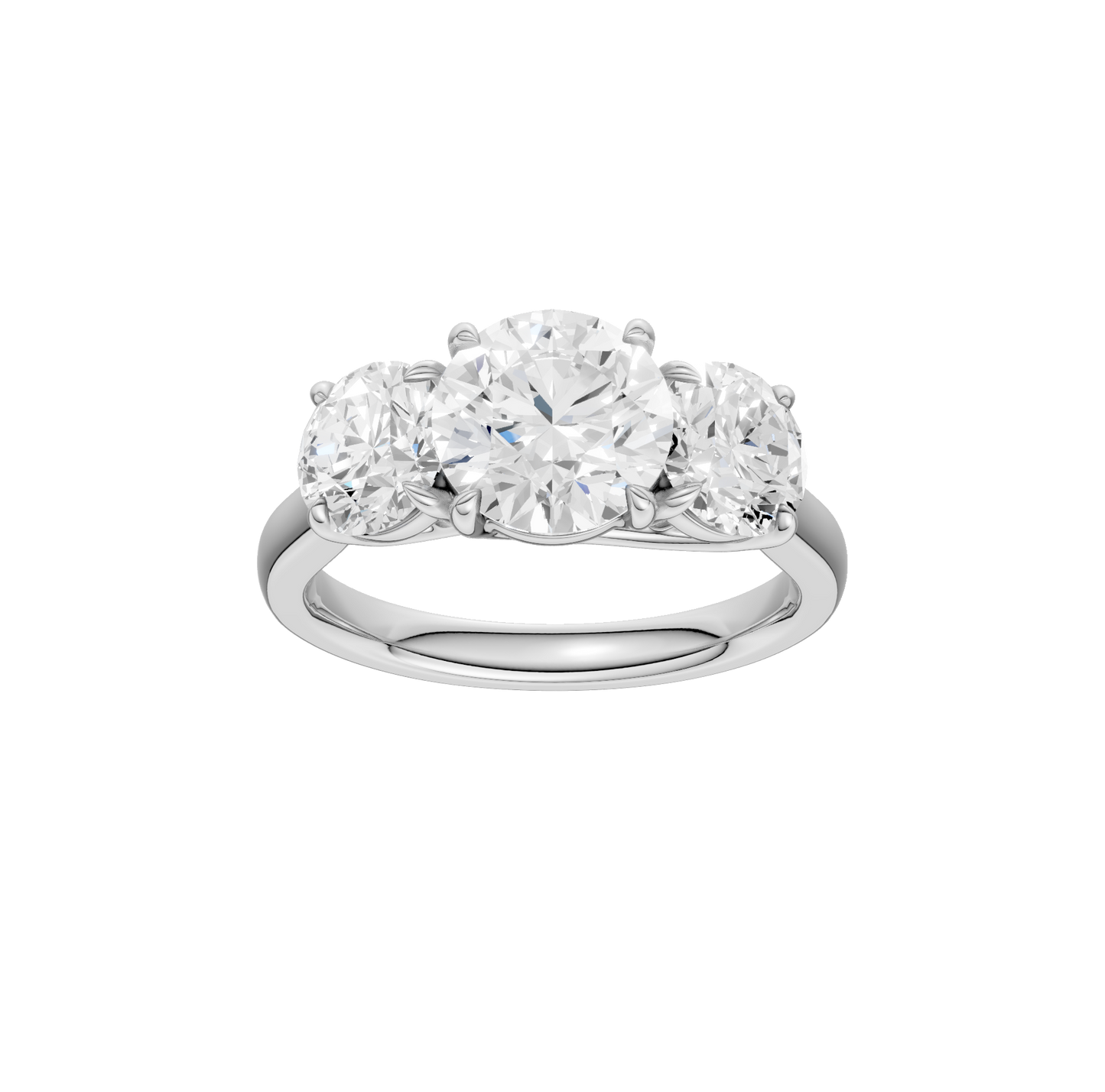 3.00ct Round Certified Three Stone Lab Diamond Ring