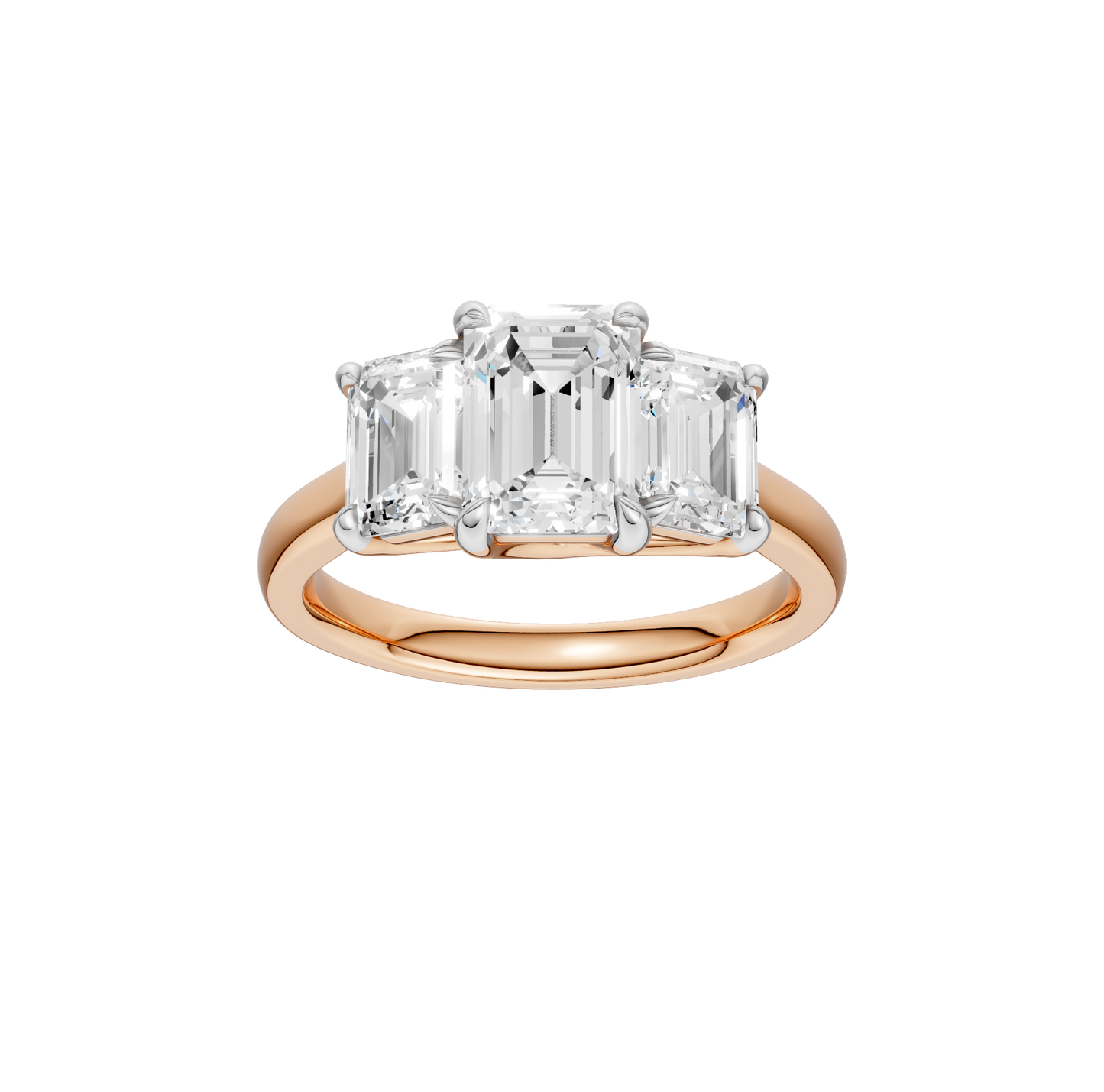 3.00ct Emerald Certified Three Stone Lab Diamond Ring