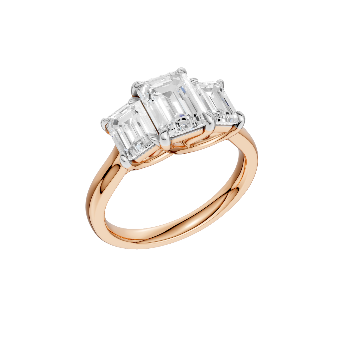 3.00ct Emerald Certified Three Stone Lab Diamond Ring