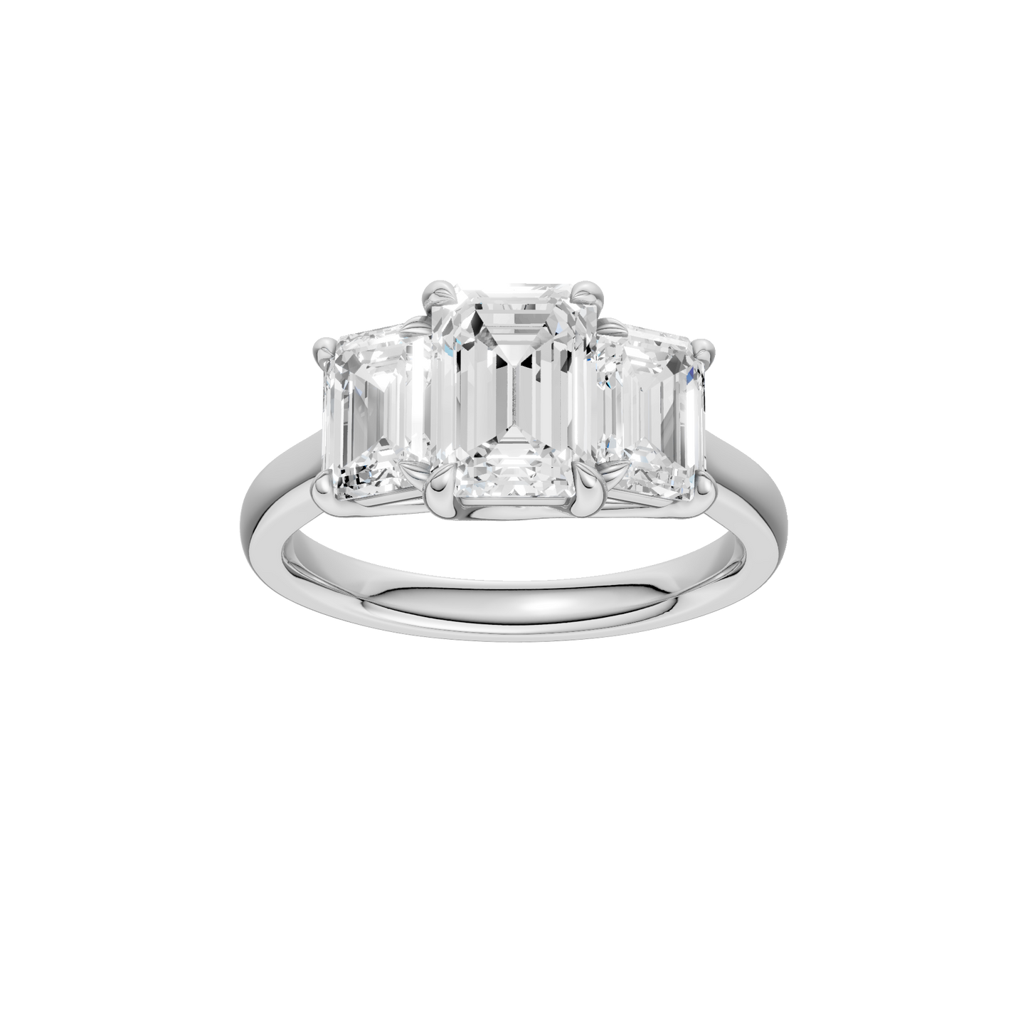3.00ct Emerald Certified Three Stone Lab Diamond Ring