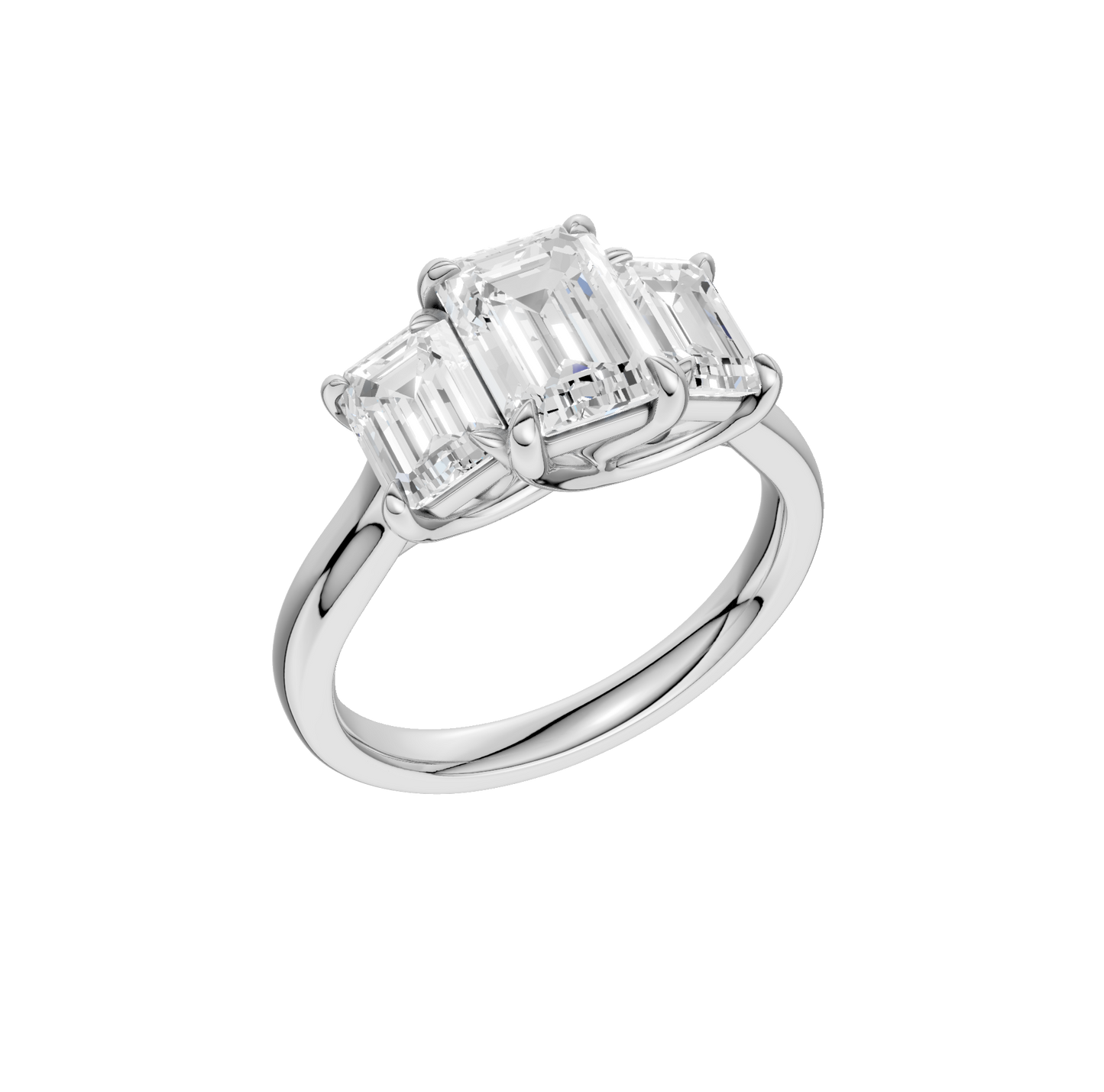 3.00ct Emerald Certified Three Stone Lab Diamond Ring
