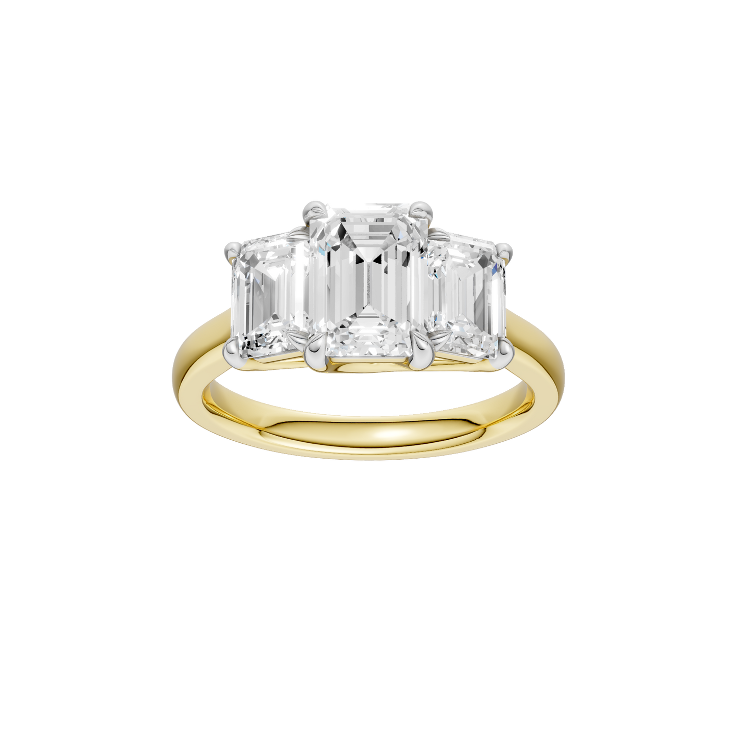 3.00ct Emerald Certified Three Stone Lab Diamond Ring