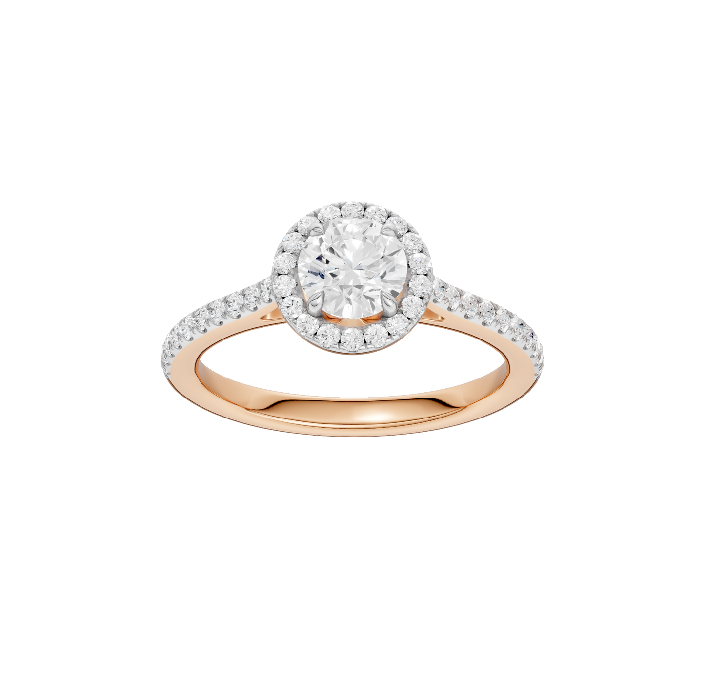 1.00ct Round Certified Single Halo Lab Diamond Ring
