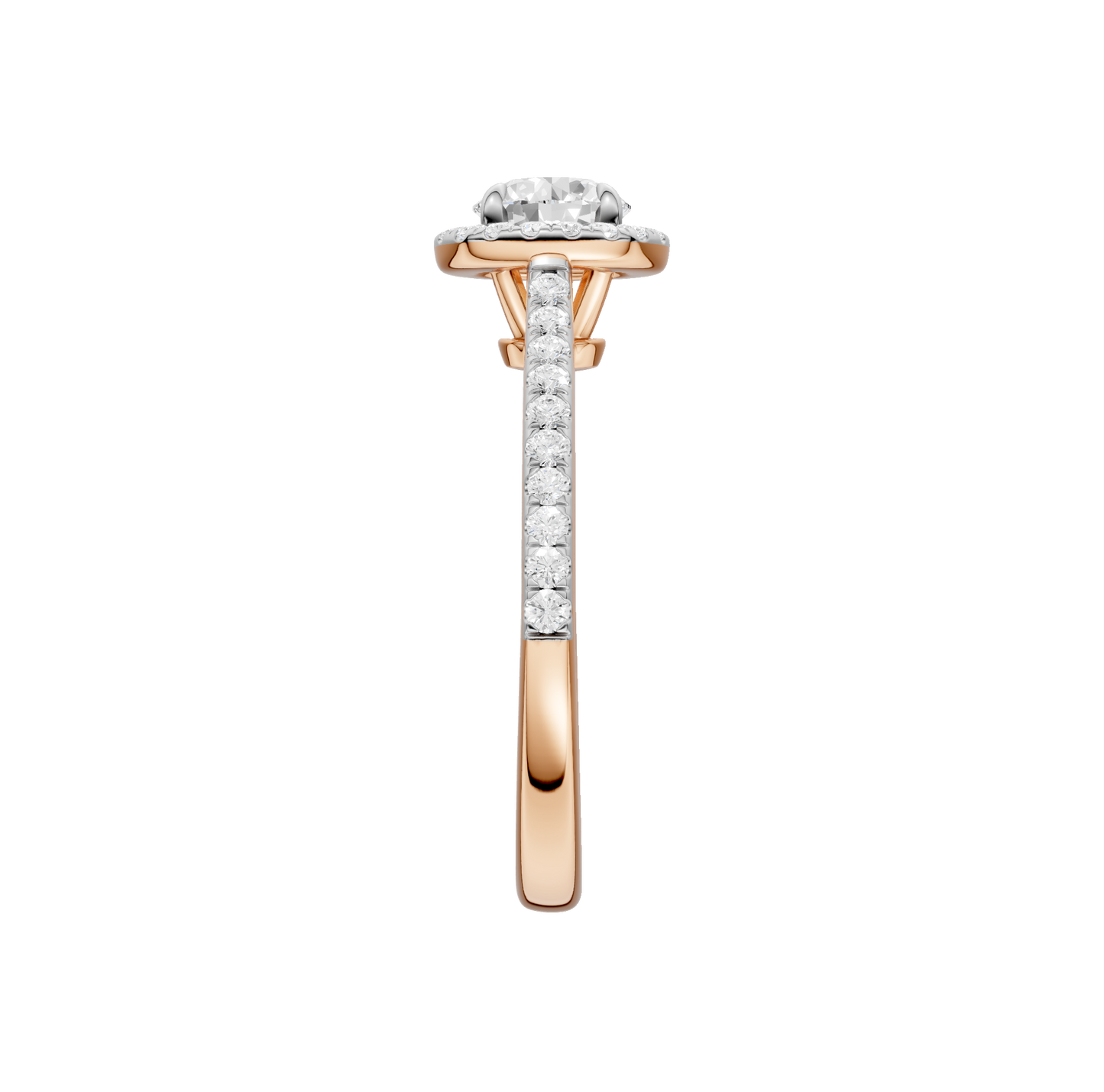1.00ct Round Certified Single Halo Lab Diamond Ring